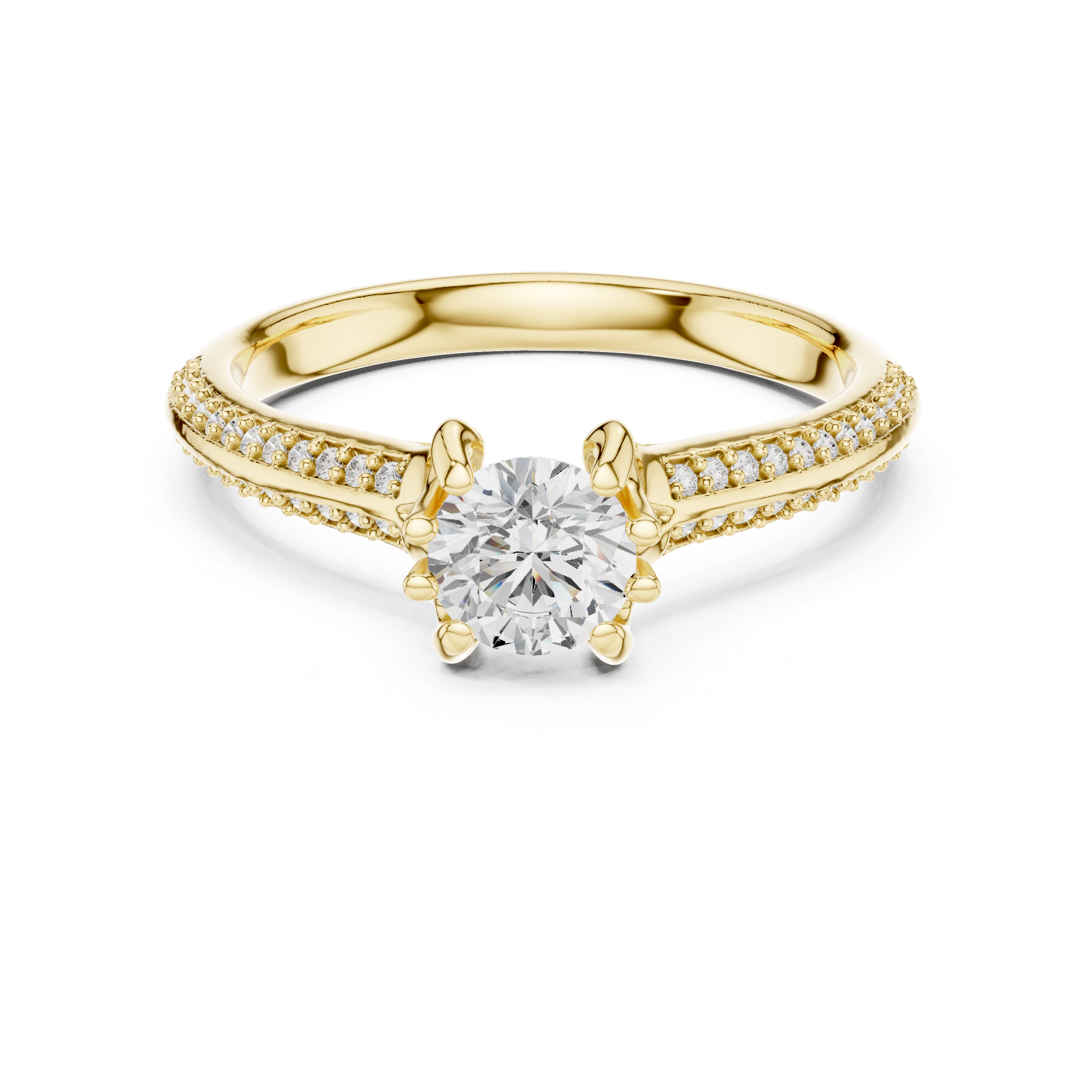 Unique Bridal Round Cut Diamond Ring with Double Band Sparkle