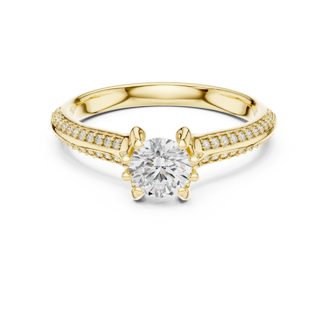 Unique Bridal Round Cut Diamond Ring with Double Band Sparkle