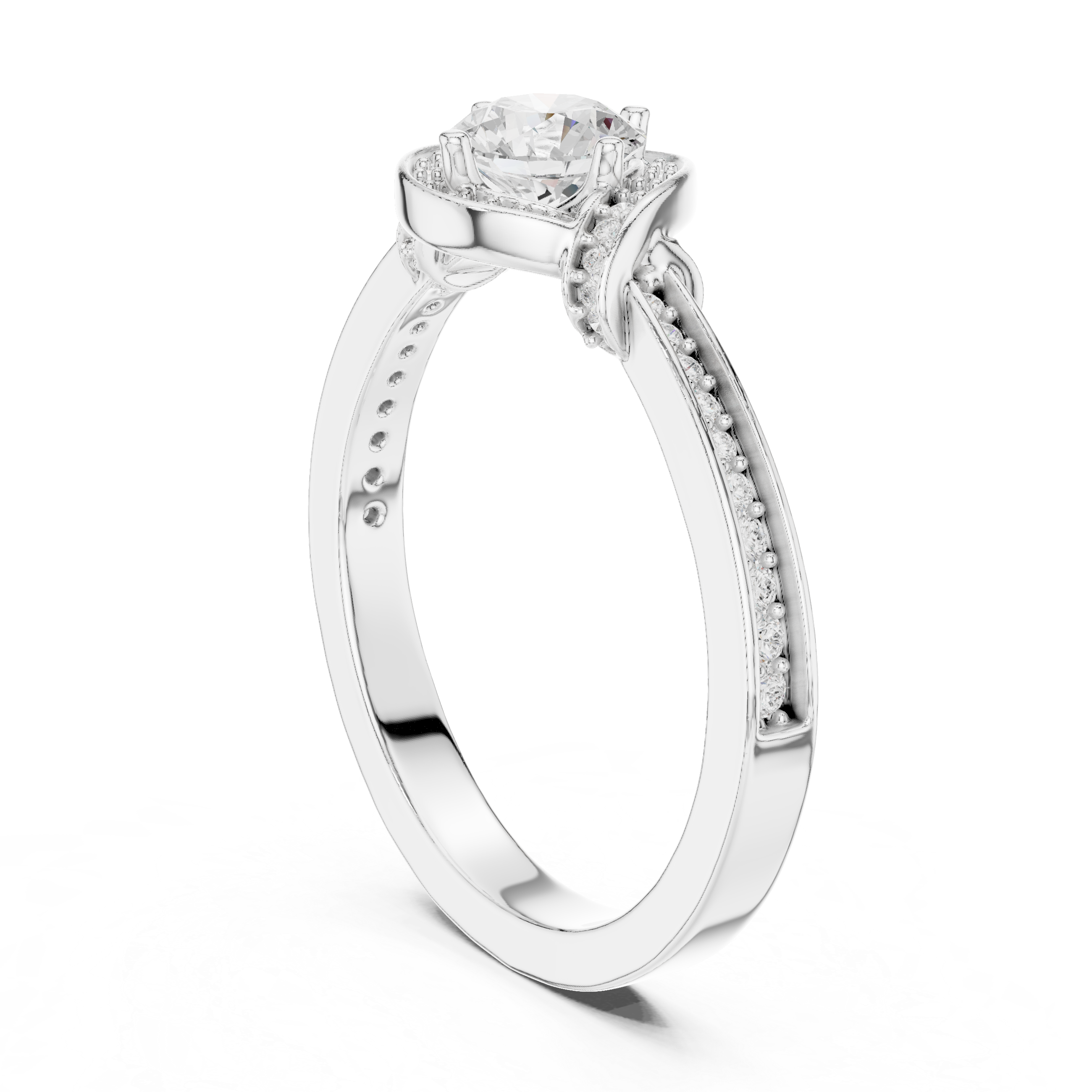 Antique Inspired Halo Diamond Ring | Rose Gold Bridal Ring
