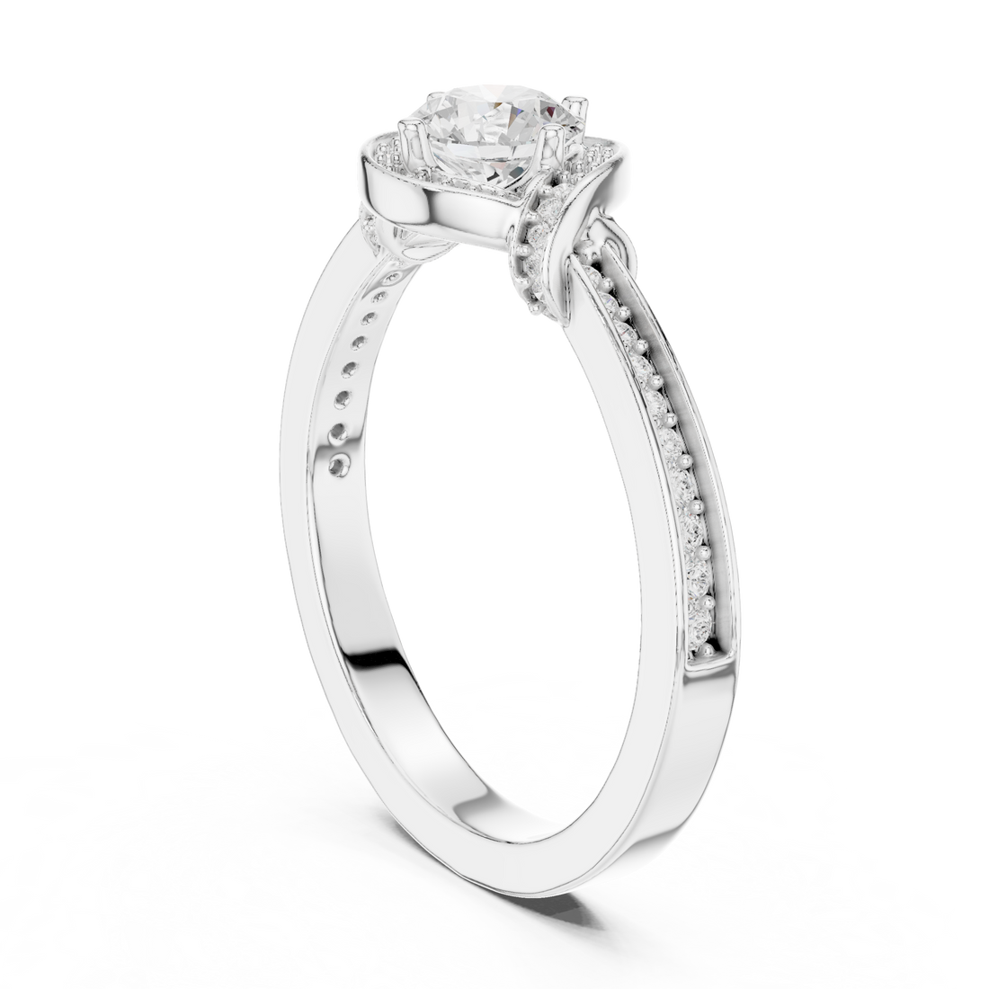 Antique Inspired Halo Diamond Ring | Rose Gold Bridal Ring
