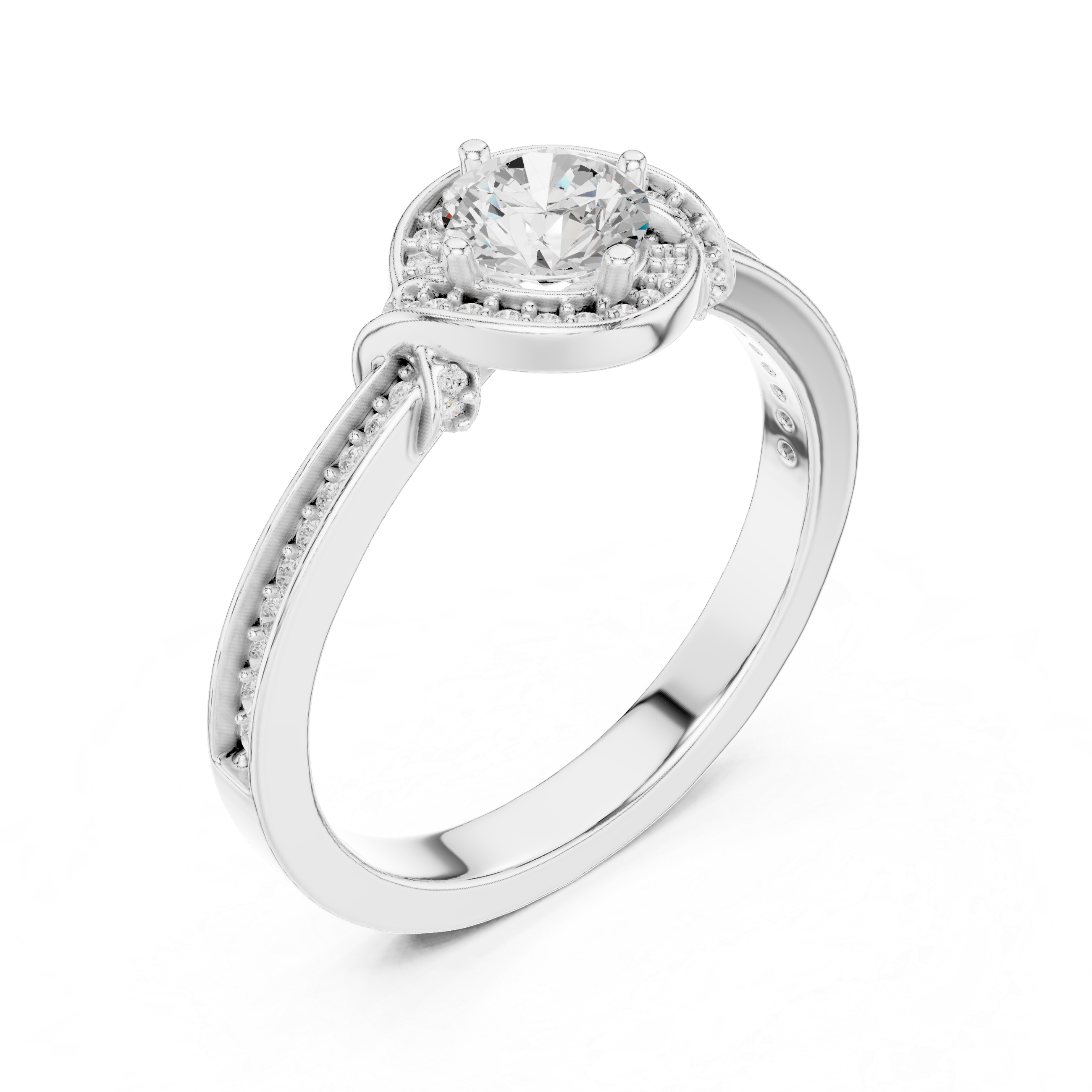 Antique Inspired Halo Diamond Ring | Rose Gold Bridal Ring