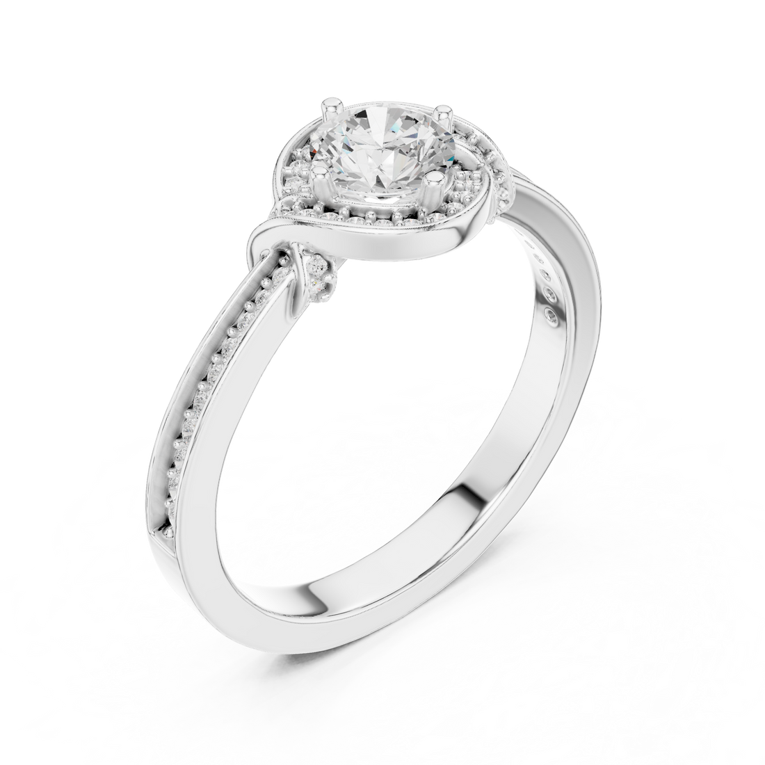 Antique Inspired Halo Diamond Ring | Rose Gold Bridal Ring
