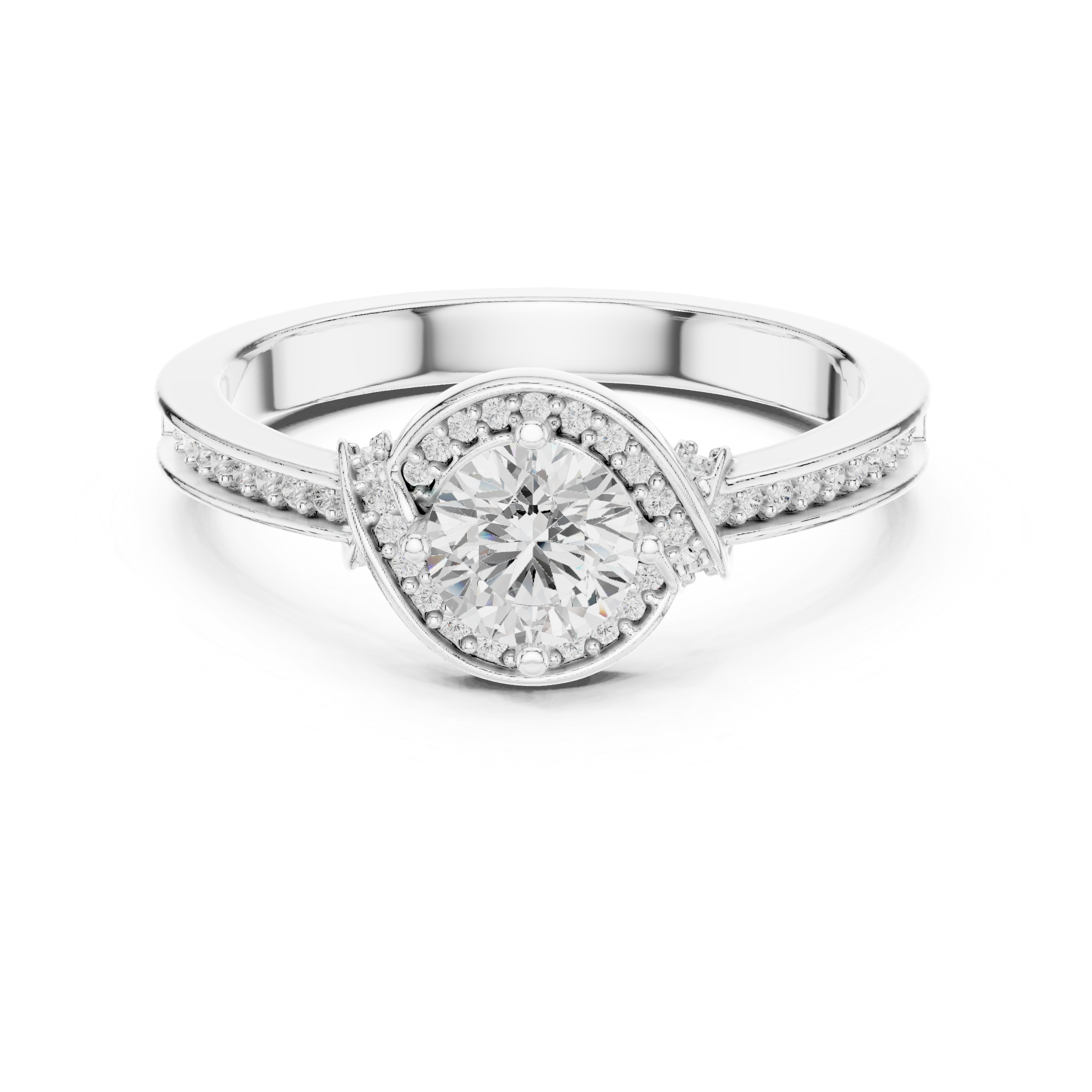Antique Inspired Halo Diamond Ring | Rose Gold Bridal Ring