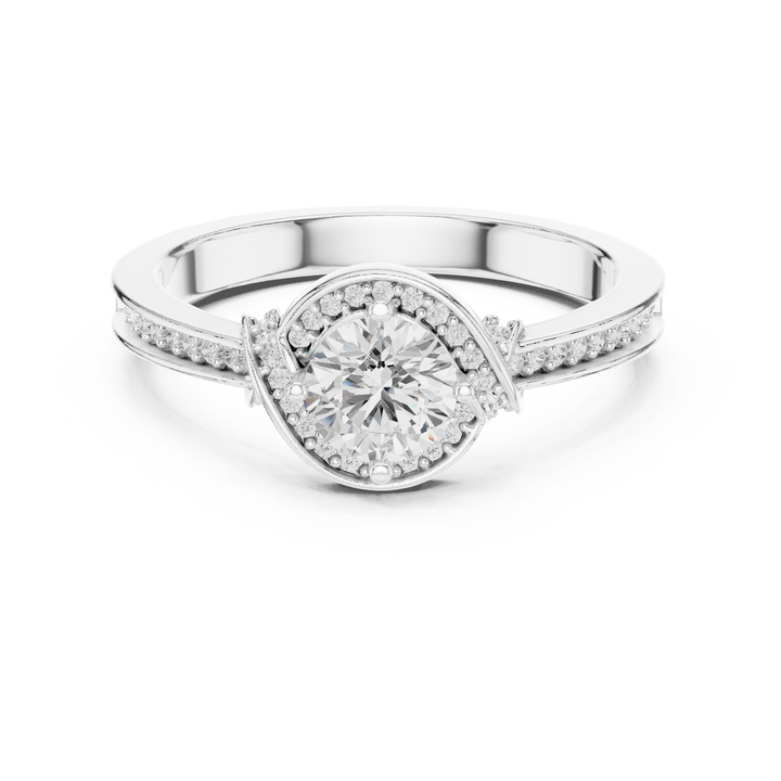 Antique Inspired Halo Diamond Ring | Rose Gold Bridal Ring