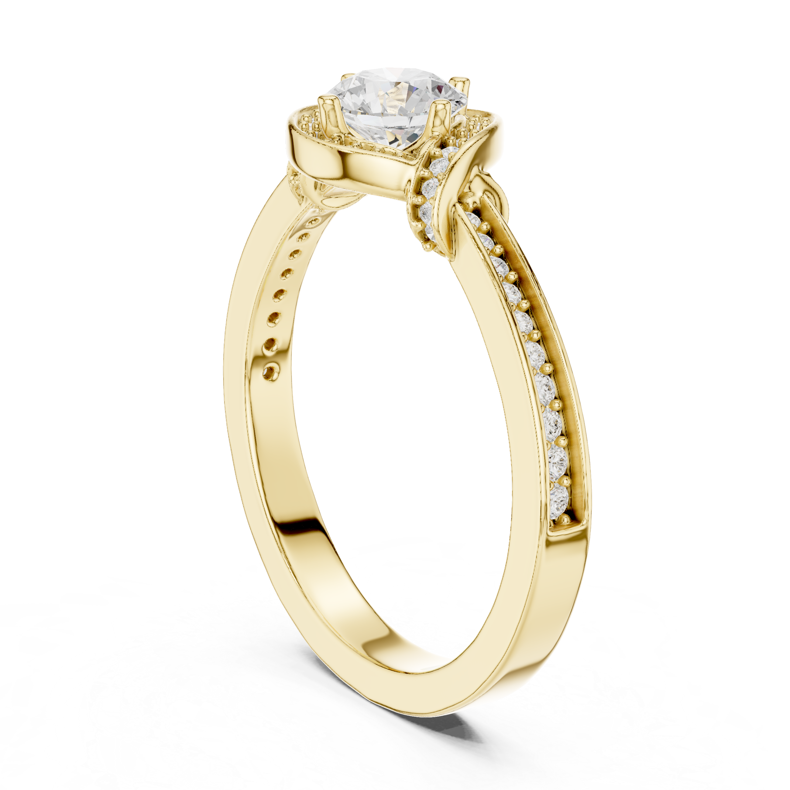 Antique Inspired Halo Diamond Ring | Rose Gold Bridal Ring