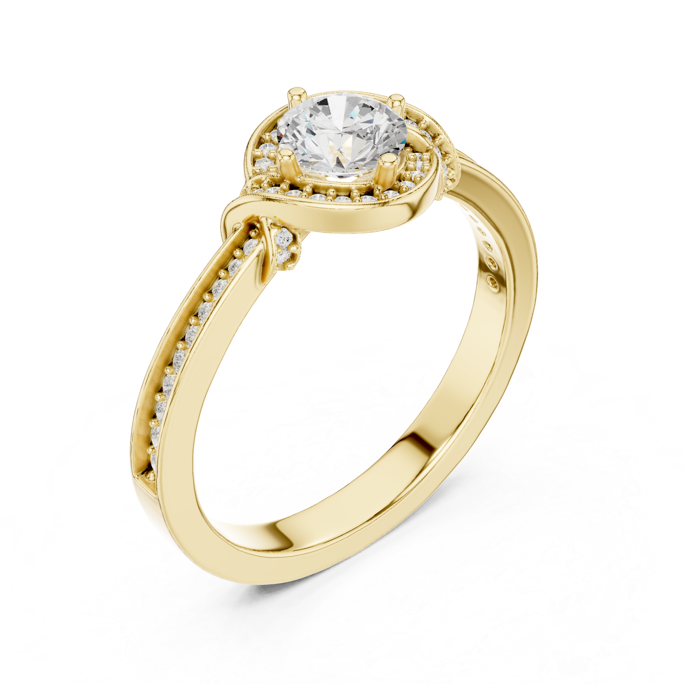 Antique Inspired Halo Diamond Ring | Rose Gold Bridal Ring
