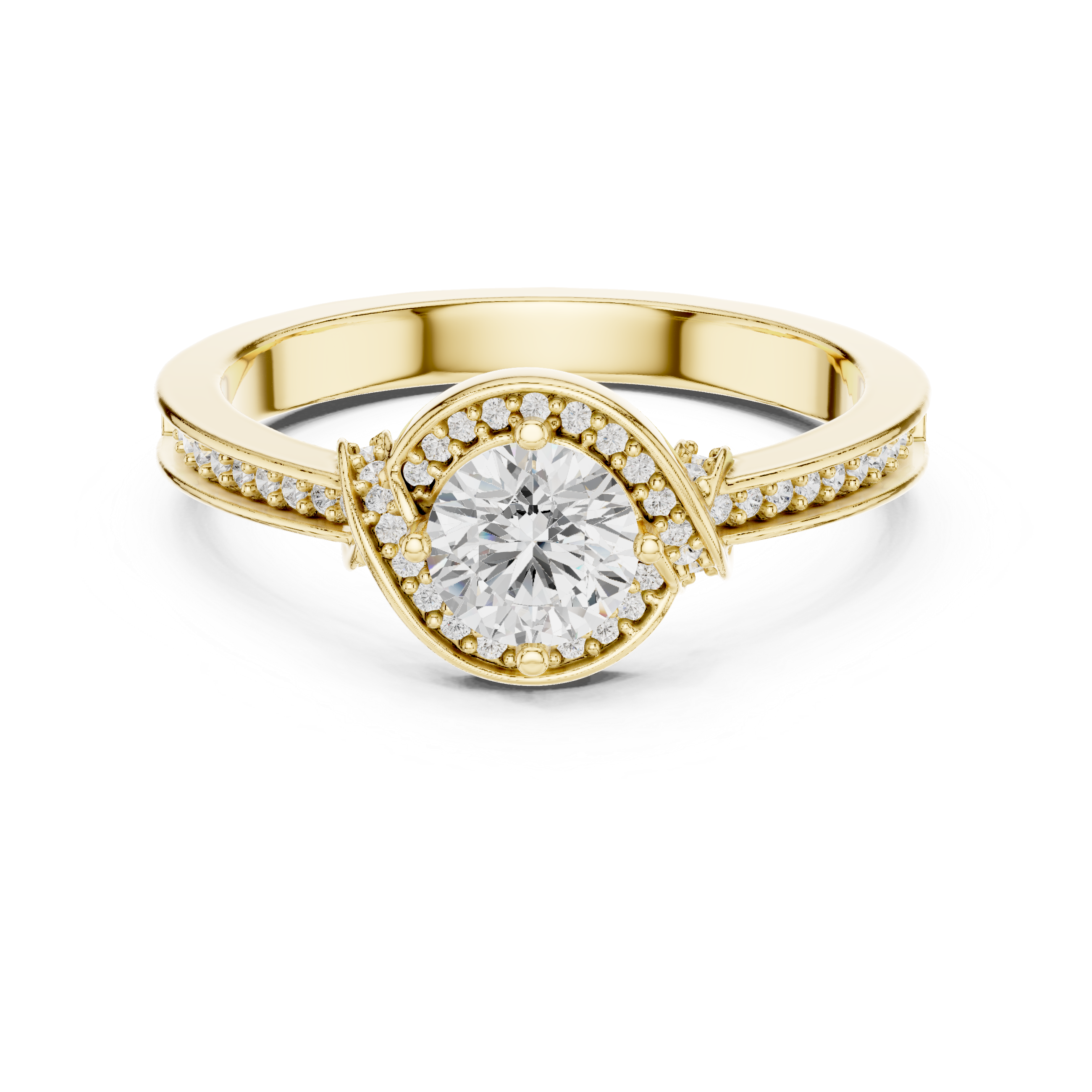 Antique Inspired Halo Diamond Ring | Rose Gold Bridal Ring