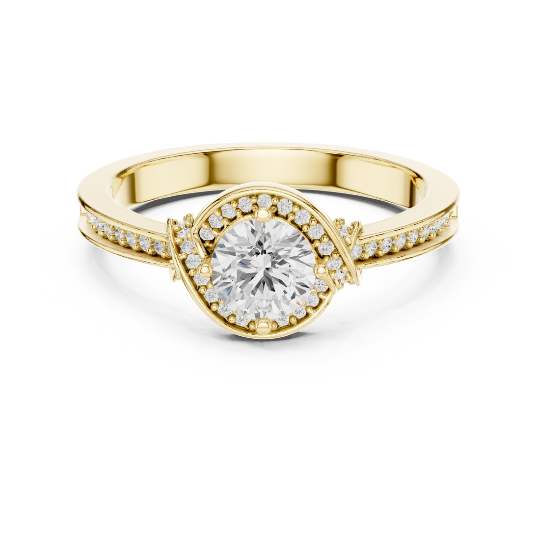 Antique Inspired Halo Diamond Ring | Rose Gold Bridal Ring