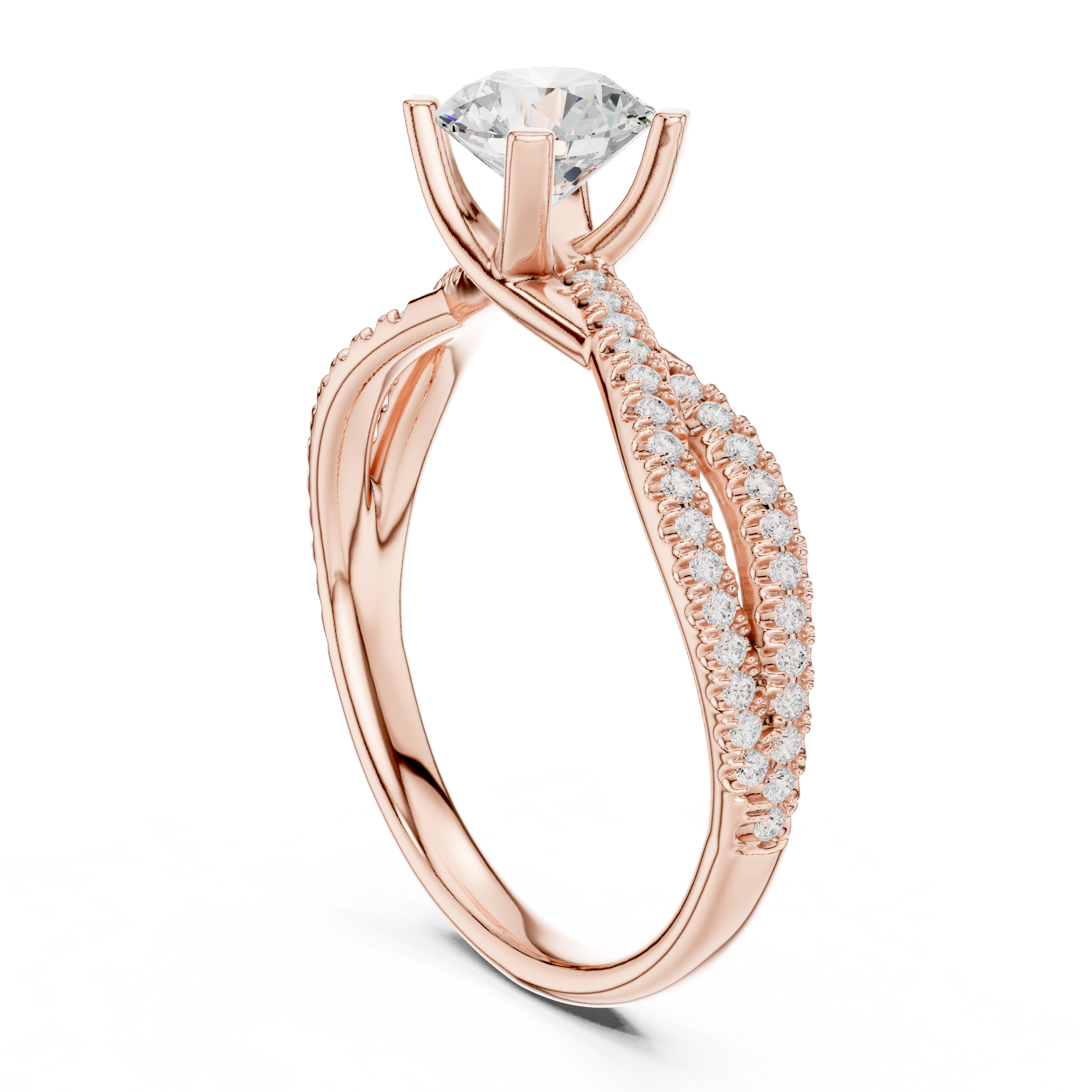 Brilliant Cut Diamond Twisted Shank Ring for Engagement