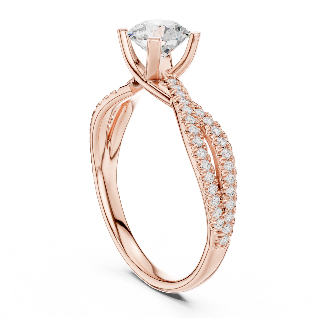 Brilliant Cut Diamond Twisted Shank Ring for Engagement