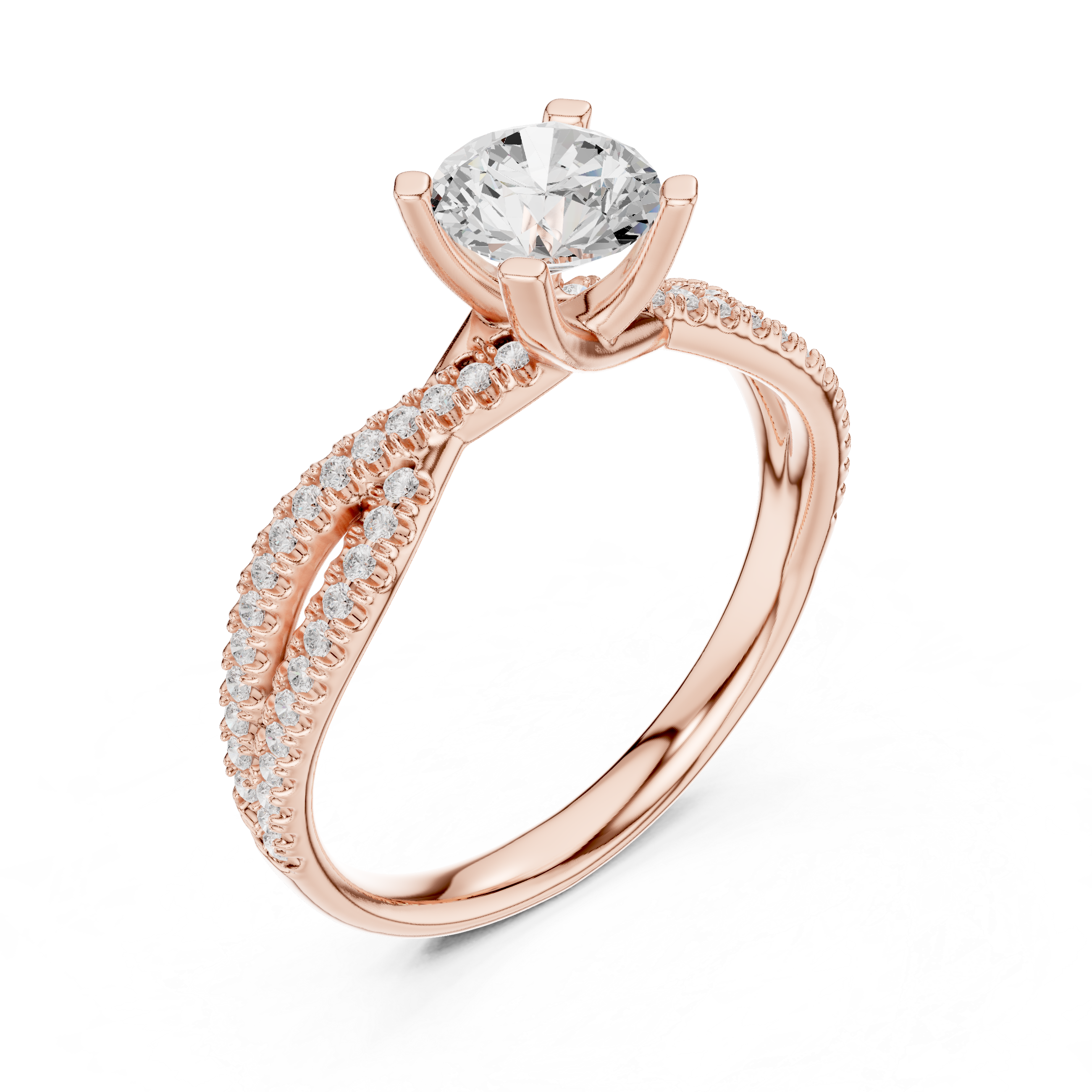 Brilliant Cut Diamond Twisted Shank Ring for Engagement