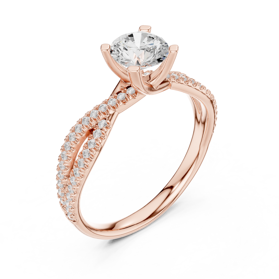 Brilliant Cut Diamond Twisted Shank Ring for Engagement