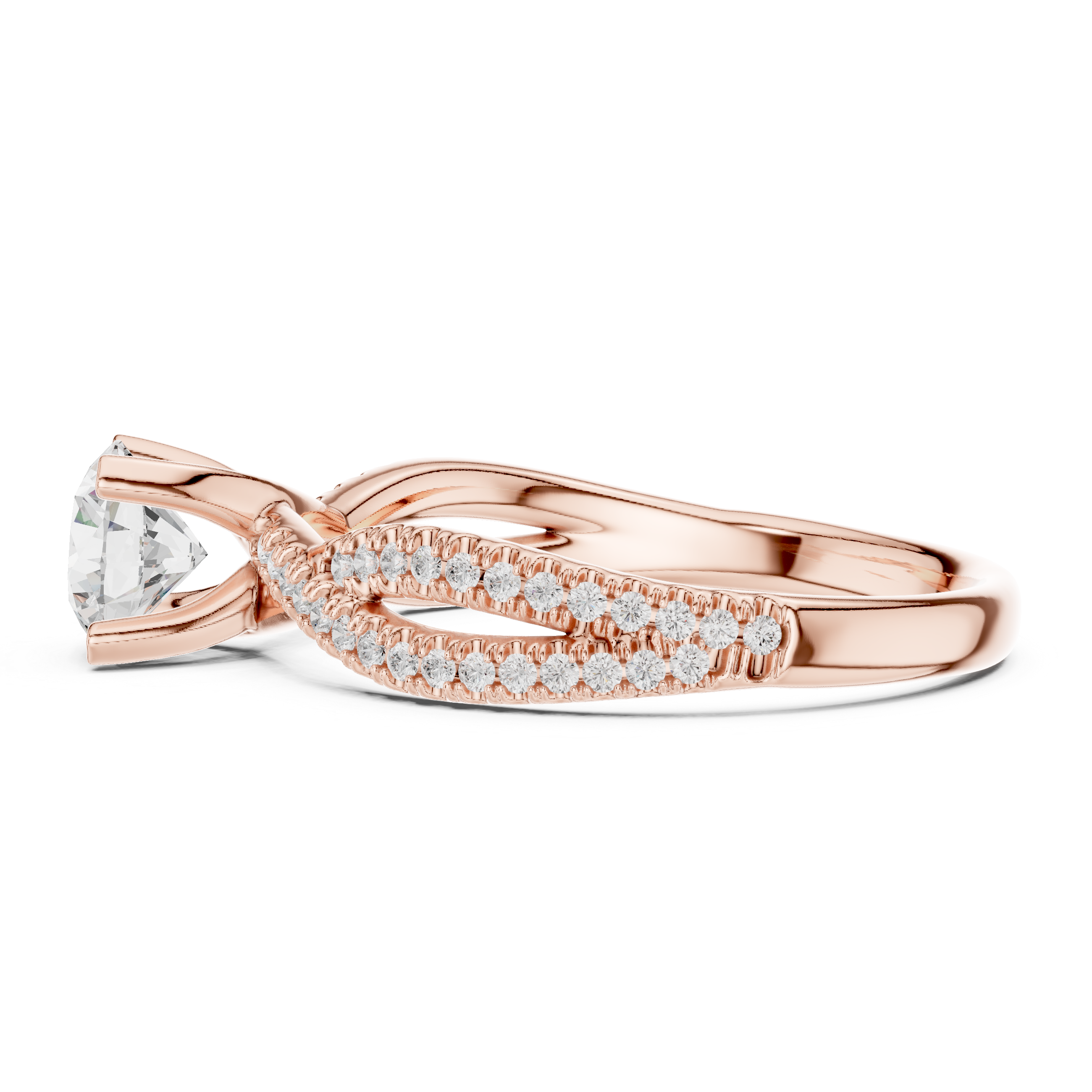 Brilliant Cut Diamond Twisted Shank Ring for Engagement