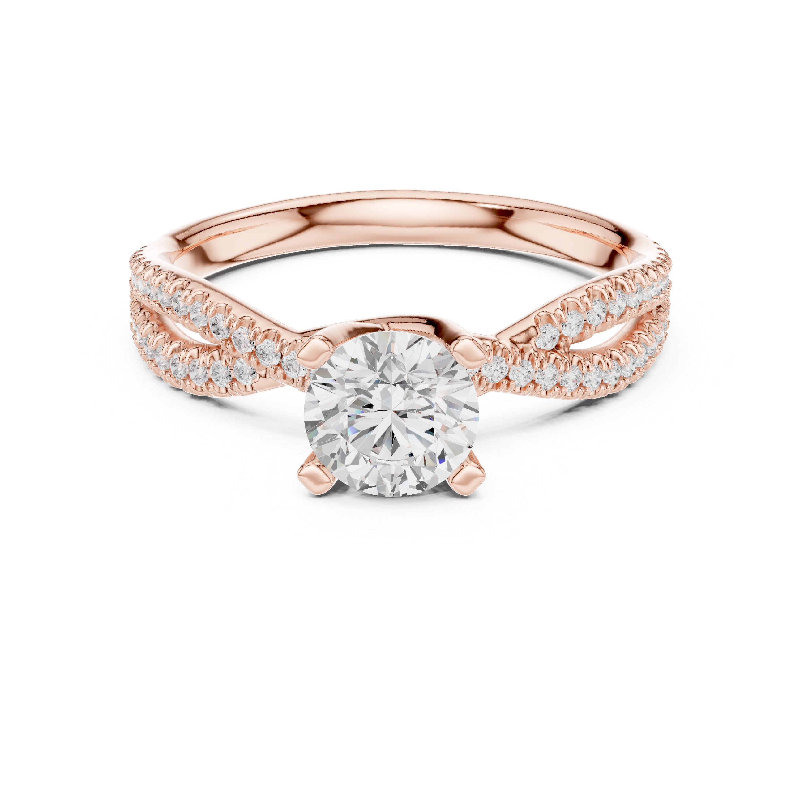 Brilliant Cut Diamond Twisted Shank Ring for Engagement