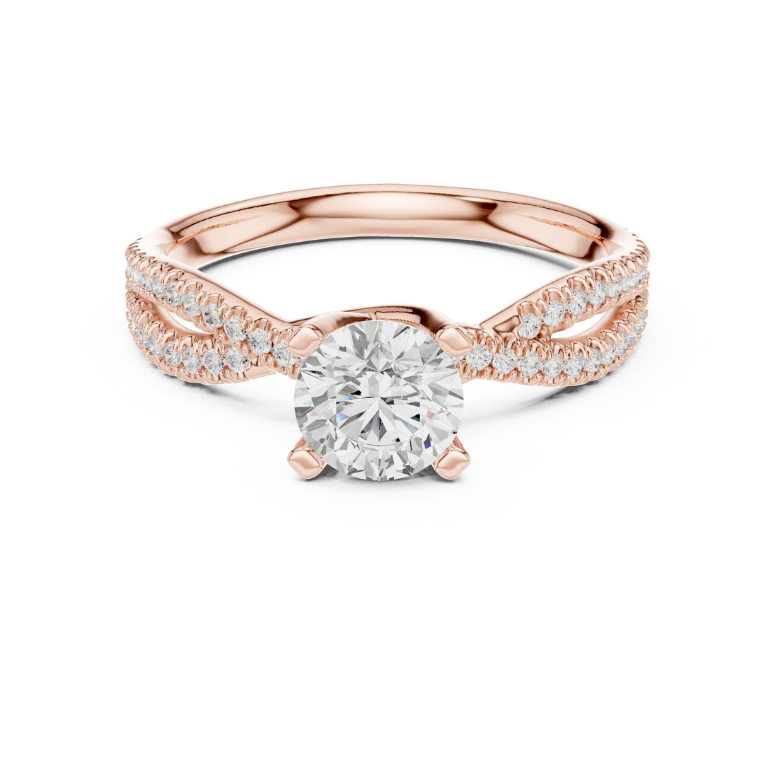 Brilliant Cut Diamond Twisted Shank Ring for Engagement