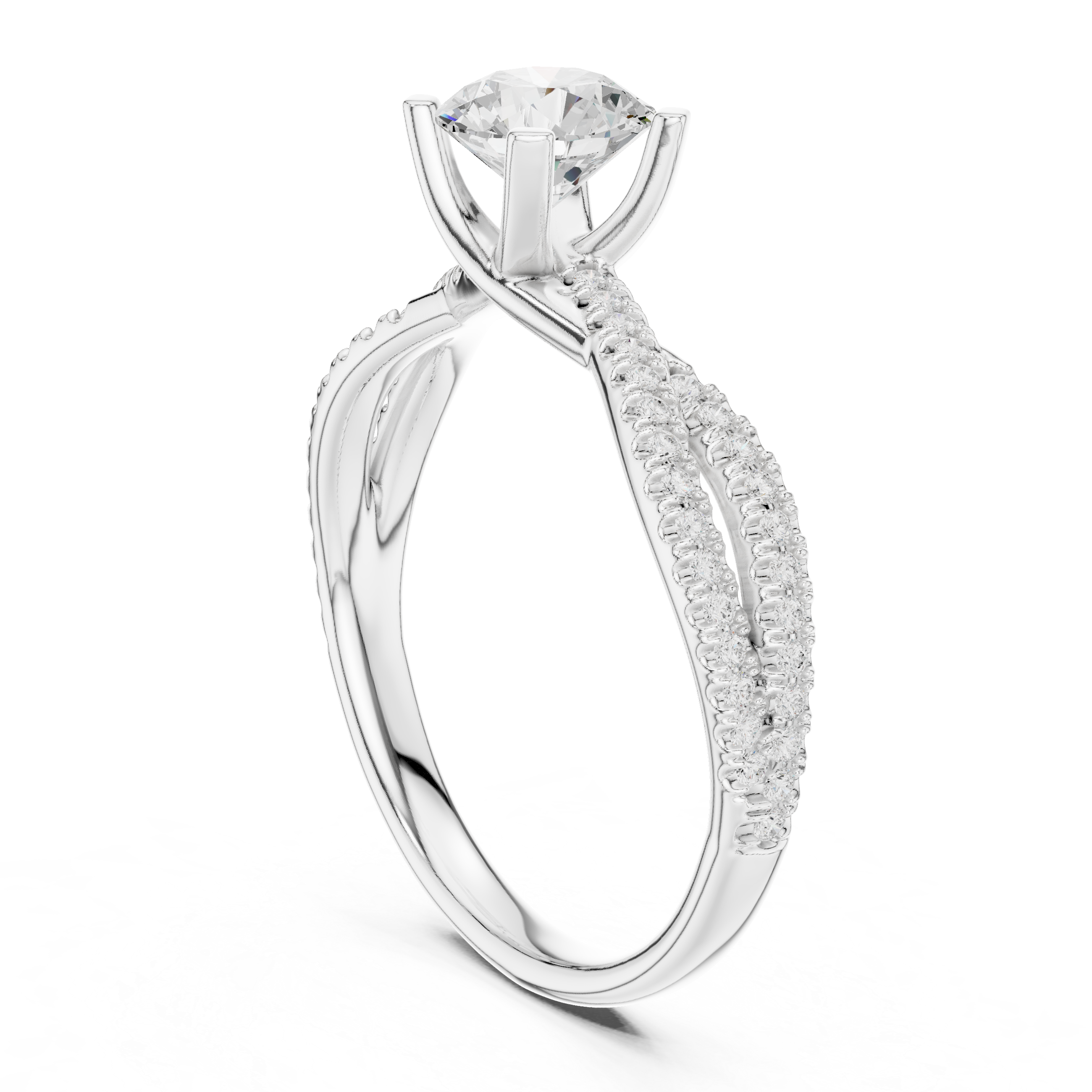 Brilliant Cut Diamond Twisted Shank Ring for Engagement