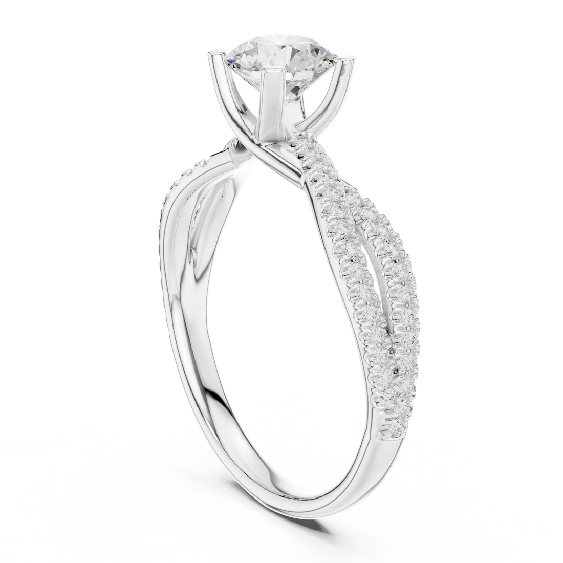 Brilliant Cut Diamond Twisted Shank Ring for Engagement