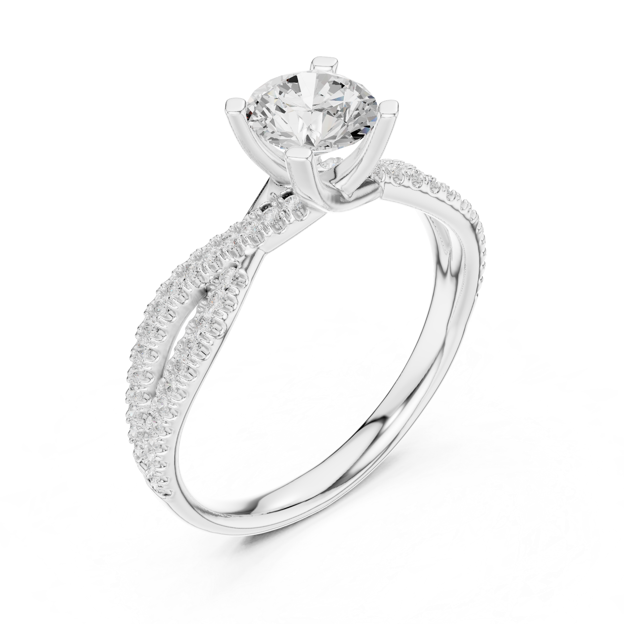 Brilliant Cut Diamond Twisted Shank Ring for Engagement