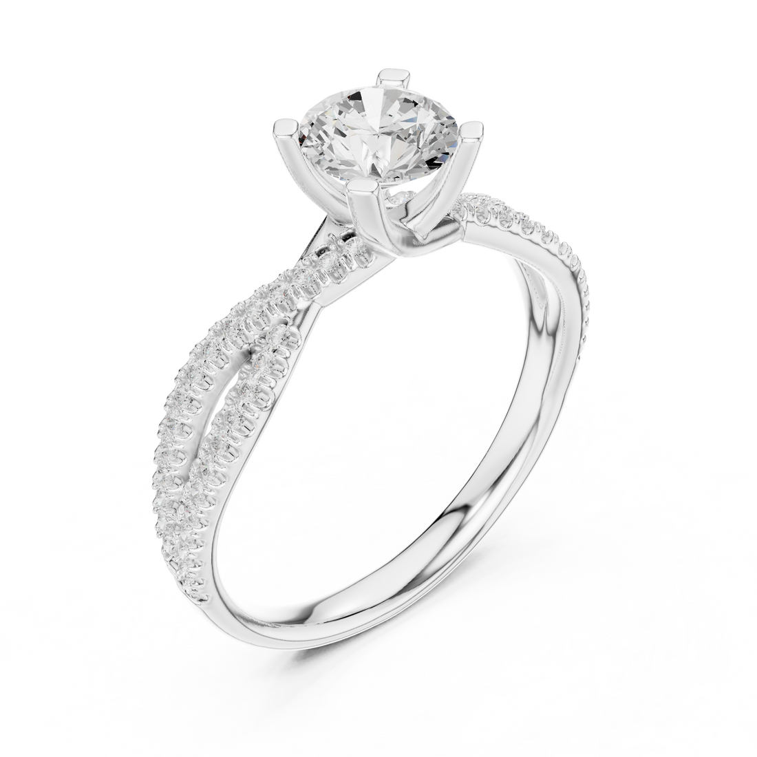 Brilliant Cut Diamond Twisted Shank Ring for Engagement