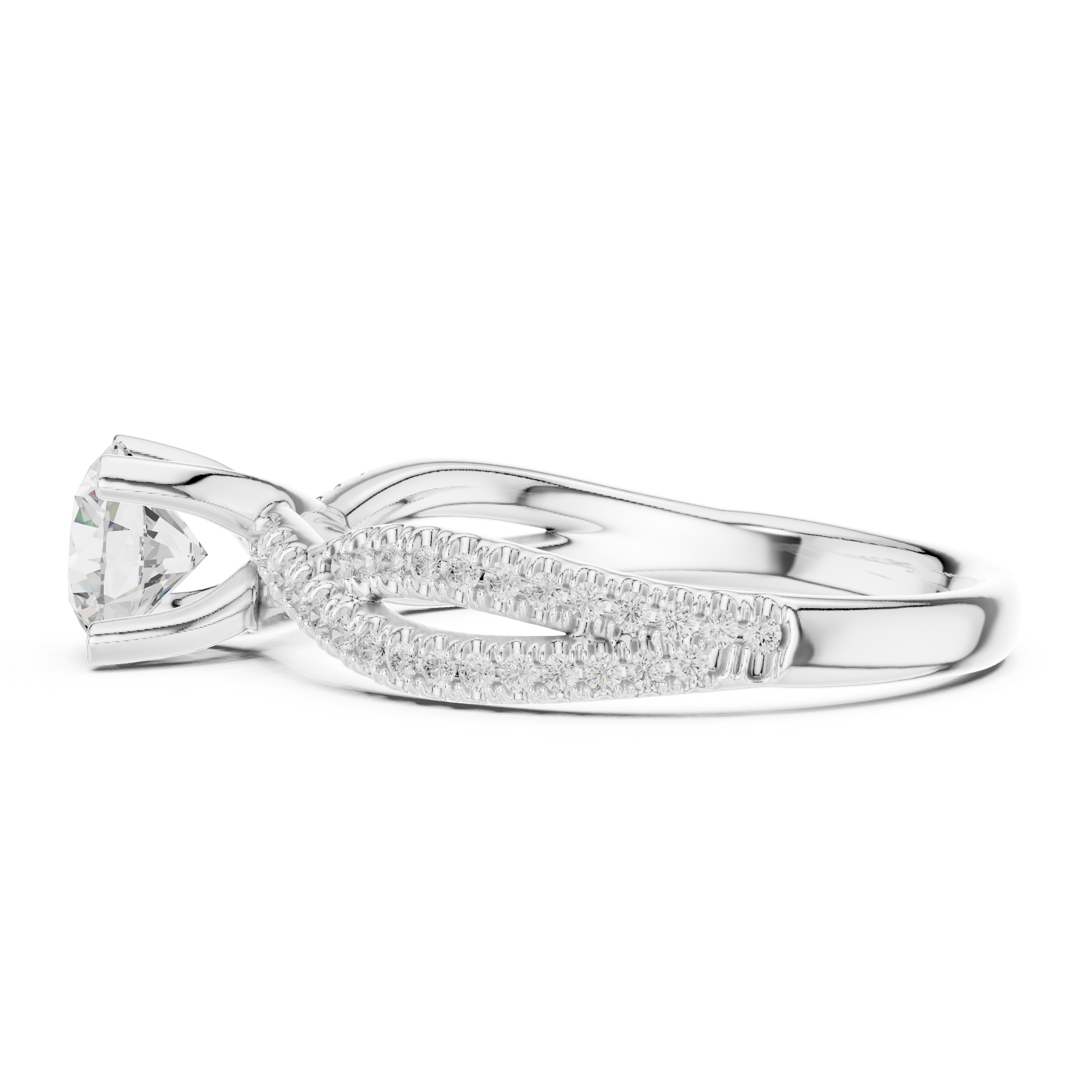 Brilliant Cut Diamond Twisted Shank Ring for Engagement