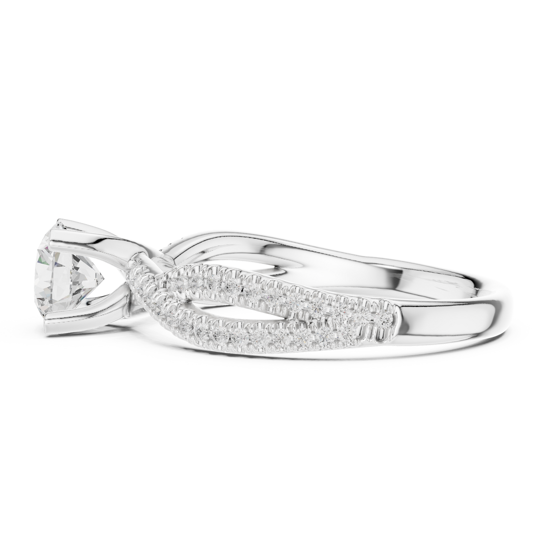 Brilliant Cut Diamond Twisted Shank Ring for Engagement