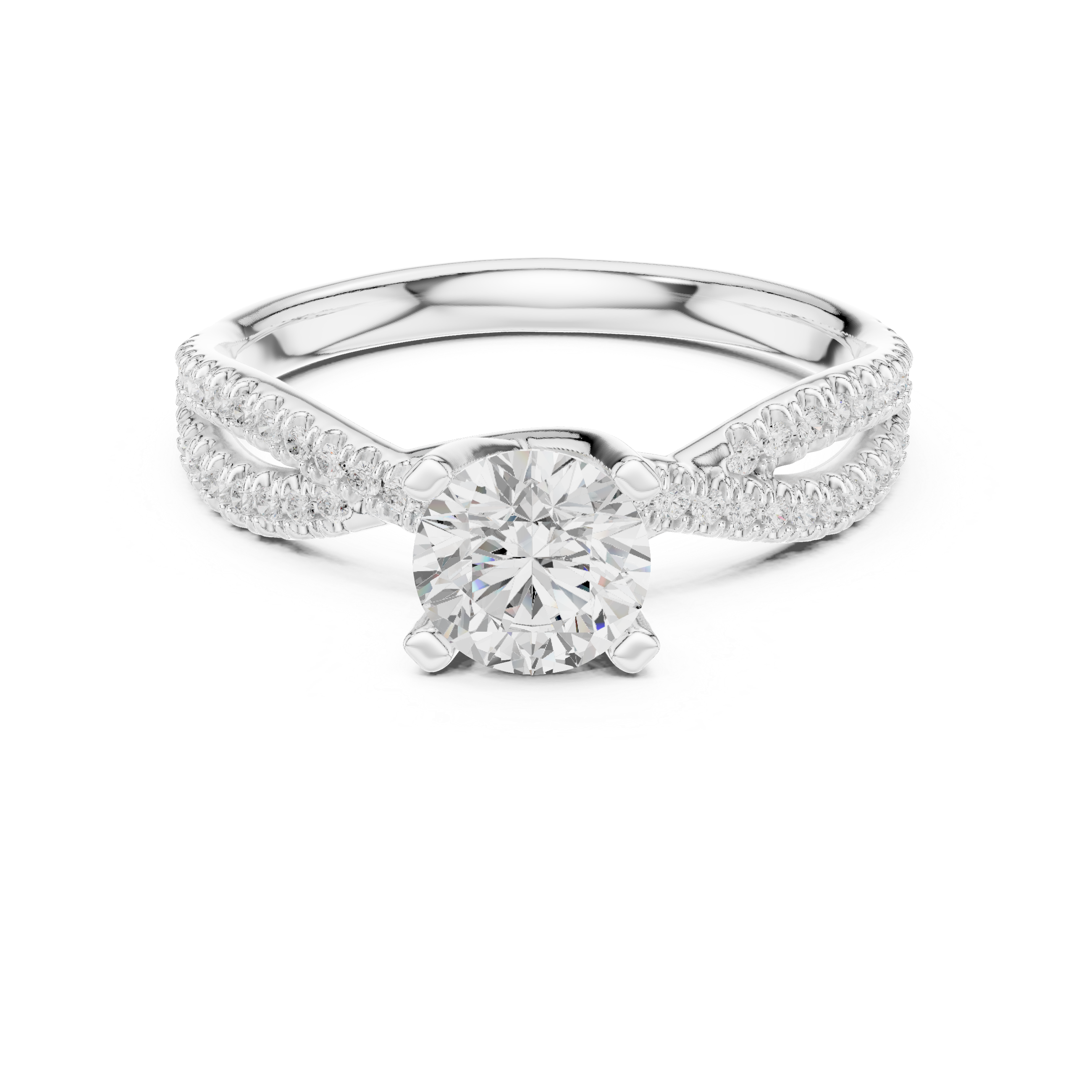 Brilliant Cut Diamond Twisted Shank Ring for Engagement