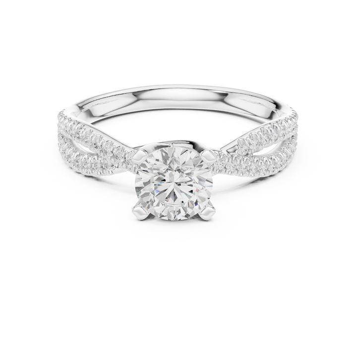 Brilliant Cut Diamond Twisted Shank Ring for Engagement