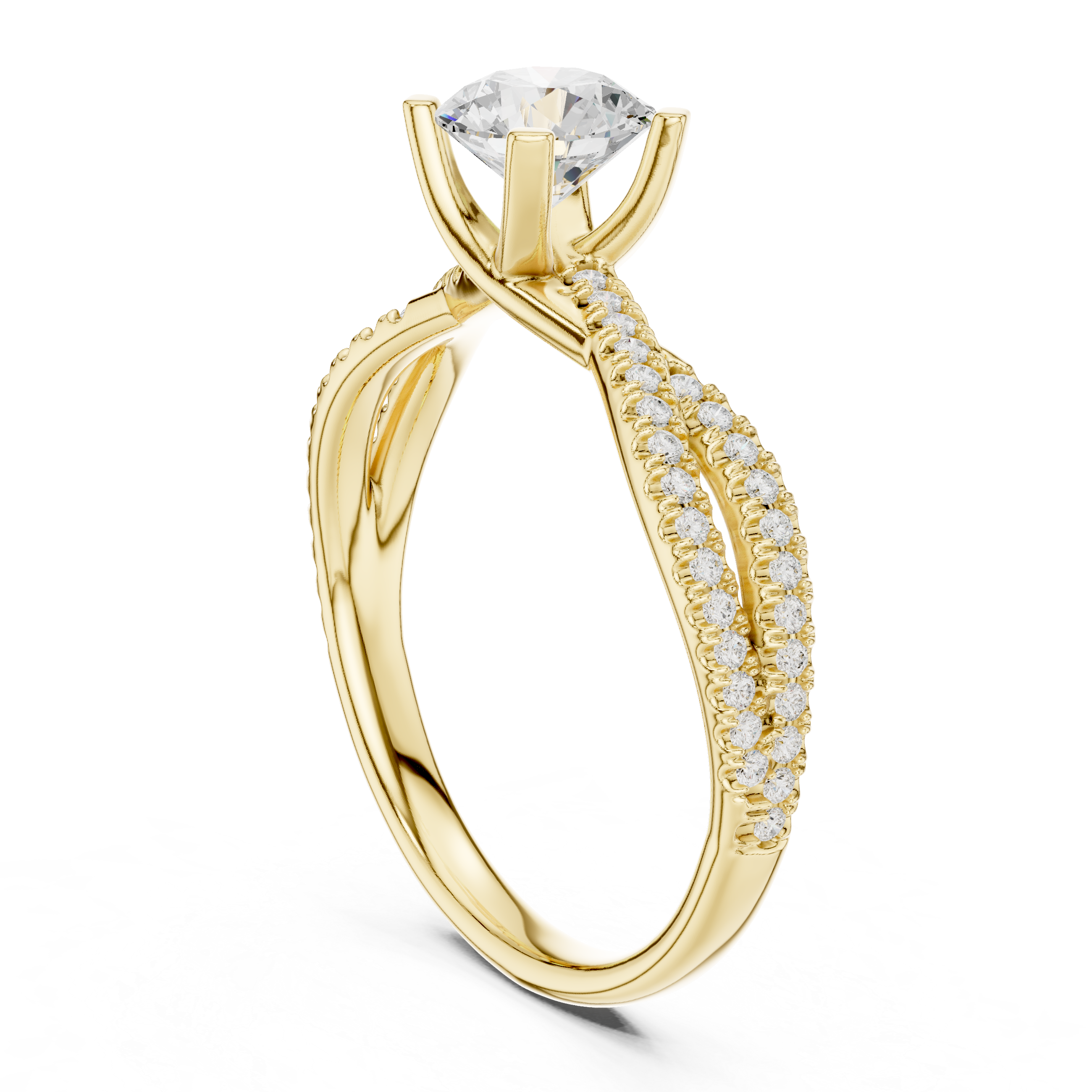 Brilliant Cut Diamond Twisted Shank Ring for Engagement