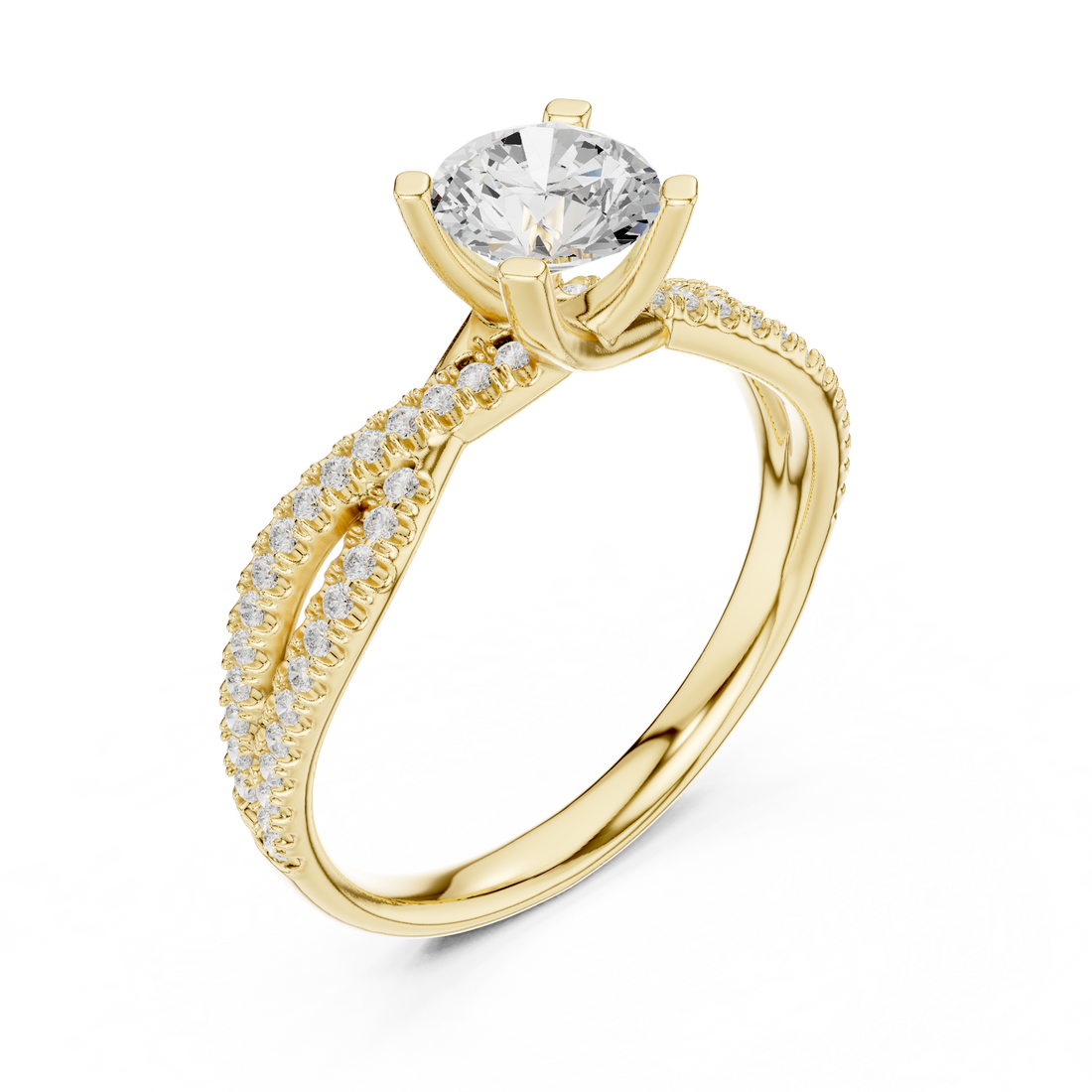 Brilliant Cut Diamond Twisted Shank Ring for Engagement