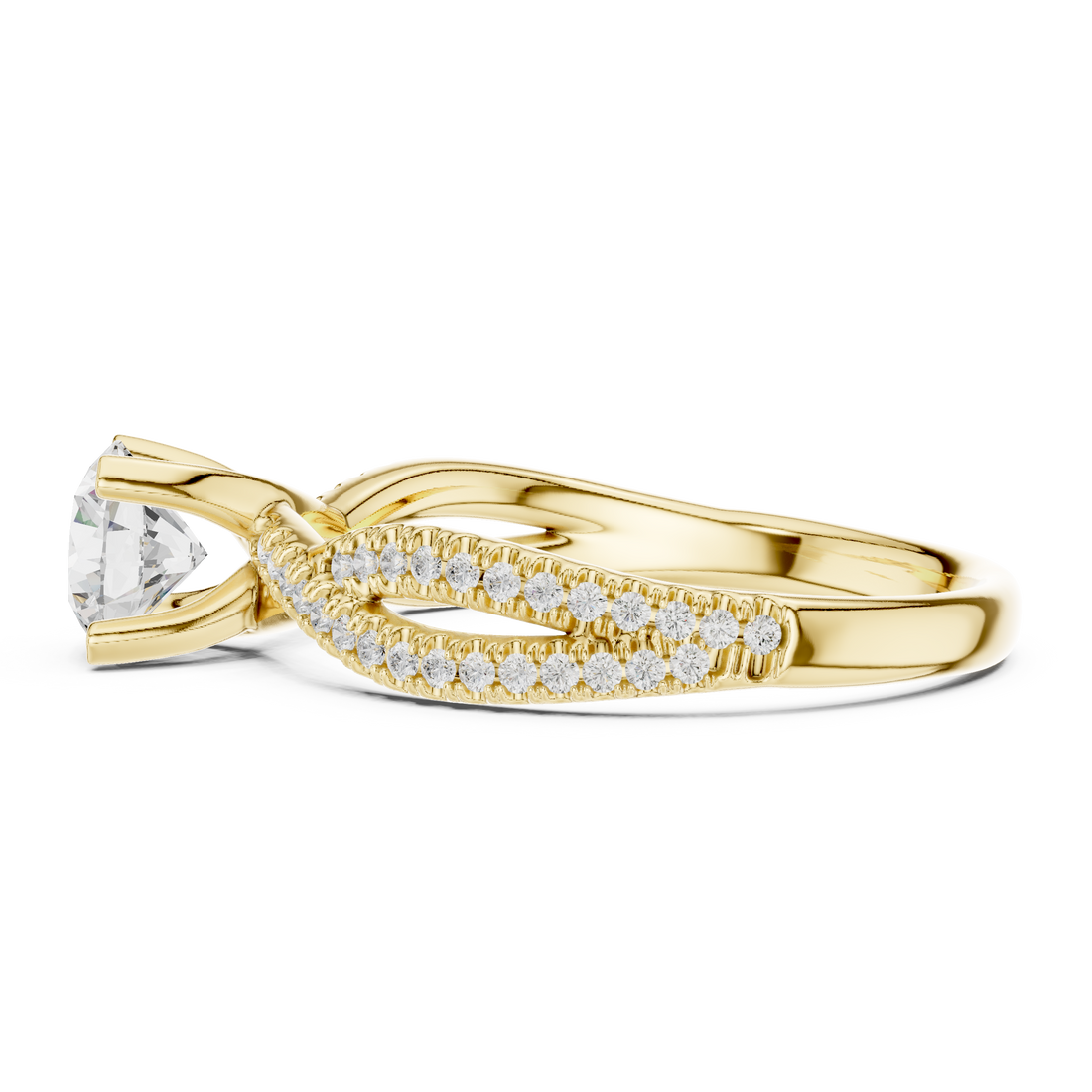 Brilliant Cut Diamond Twisted Shank Ring for Engagement