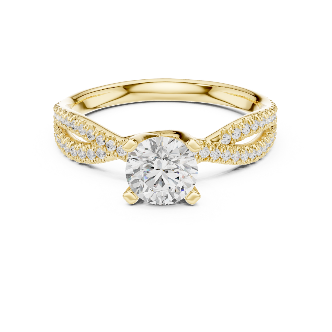 Brilliant Cut Diamond Twisted Shank Ring for Engagement