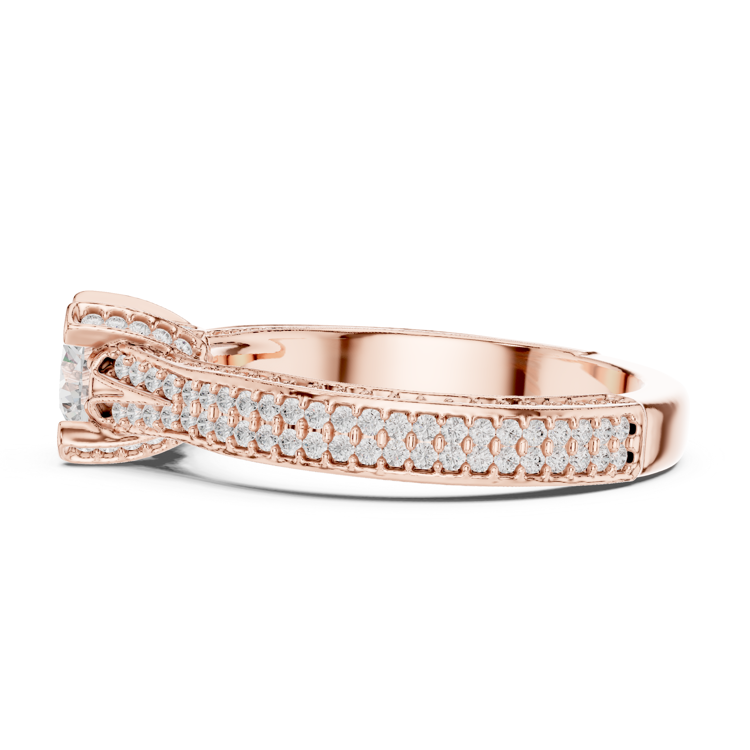 Romantic Double Row Diamond Ring | Rose Gold Bridal Engagement Ring