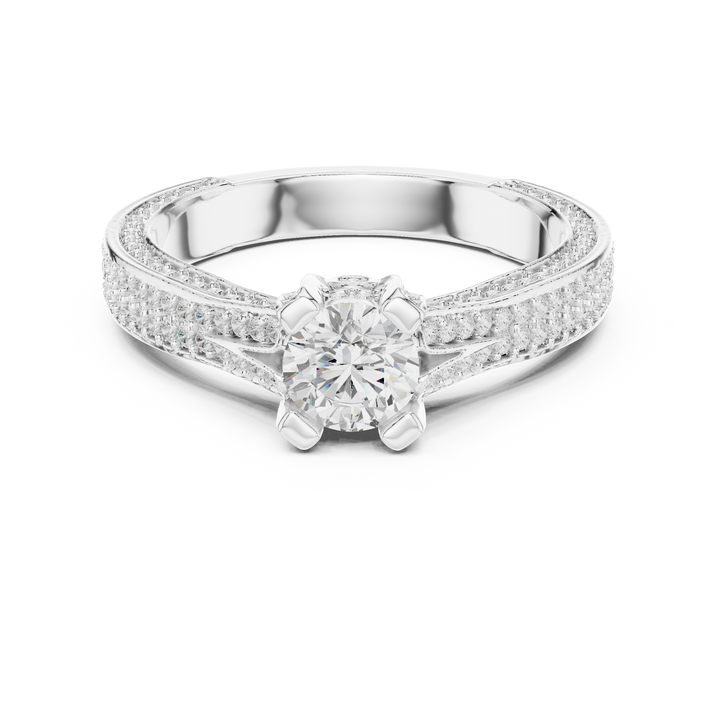 Romantic Double Row Diamond Ring | Rose Gold Bridal Engagement Ring