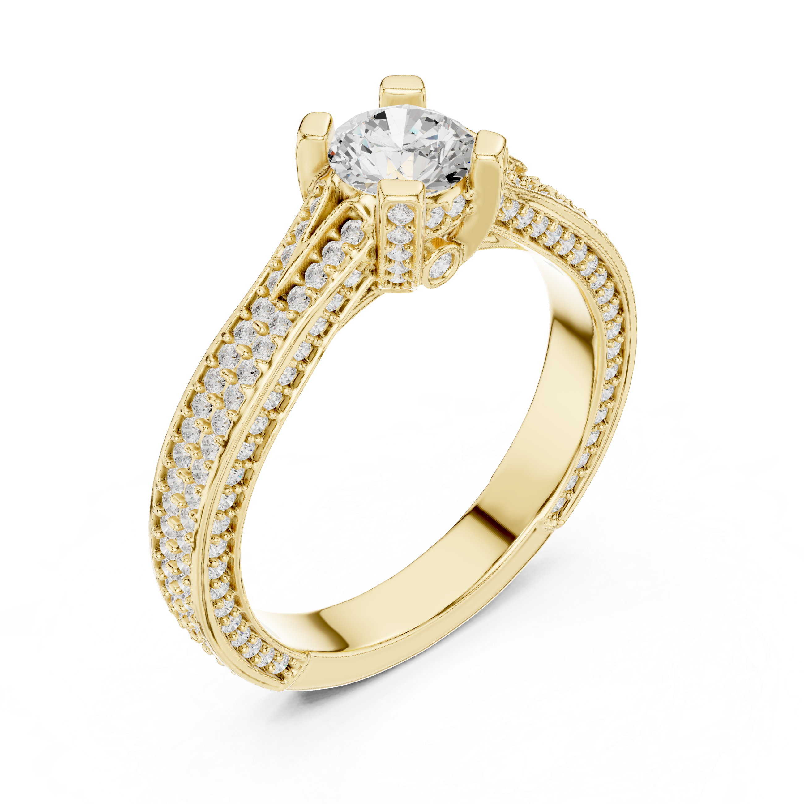 Romantic Double Row Diamond Ring | Rose Gold Bridal Engagement Ring