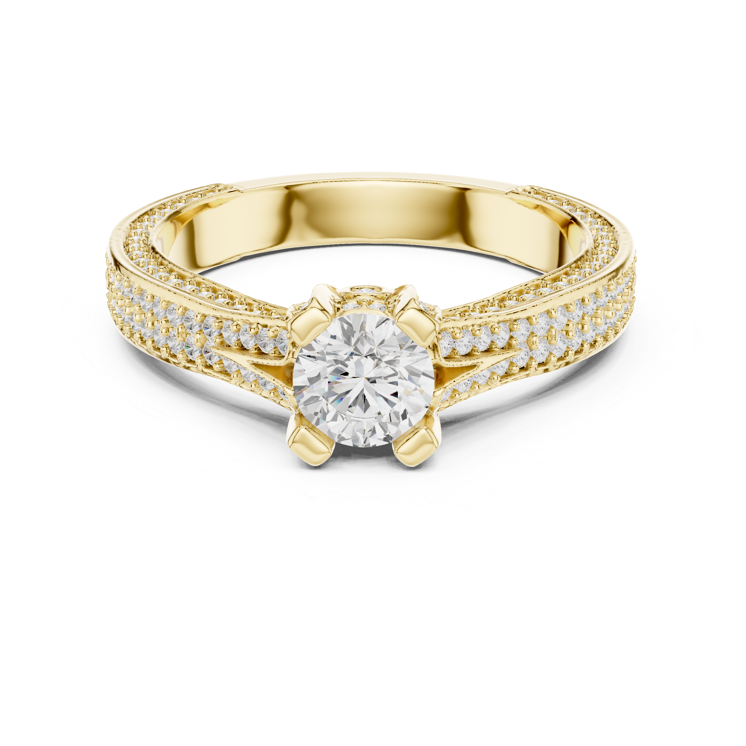 Romantic Double Row Diamond Ring | Rose Gold Bridal Engagement Ring
