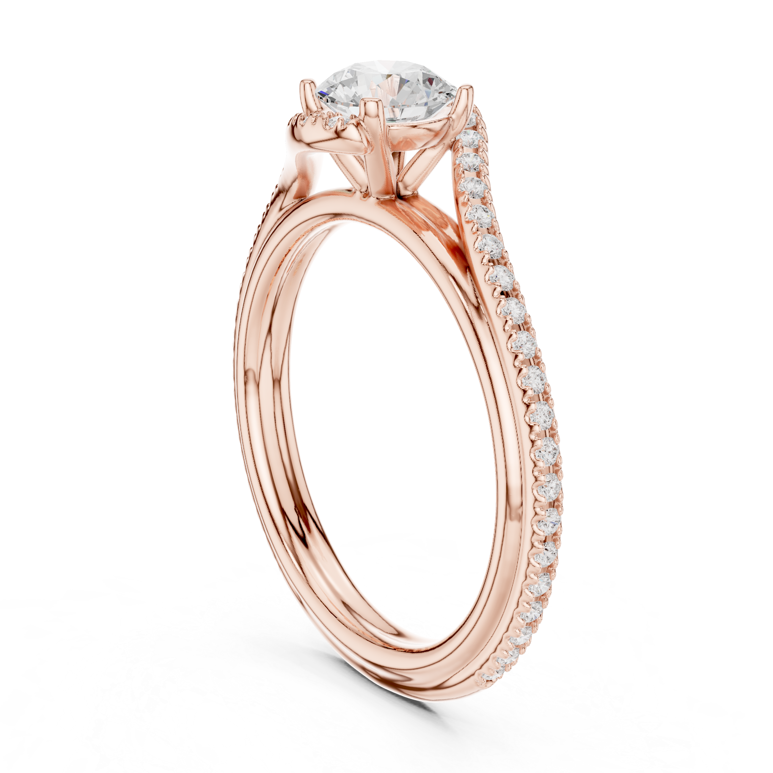 Elegant Criss Cross Diamond Ring | Round Cut Rose Gold Engagement Ring