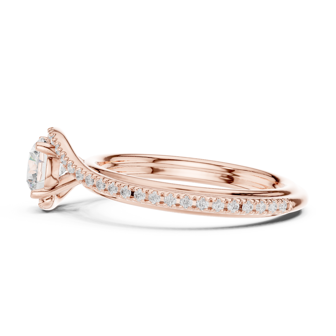 Elegant Criss Cross Diamond Ring | Round Cut Rose Gold Engagement Ring