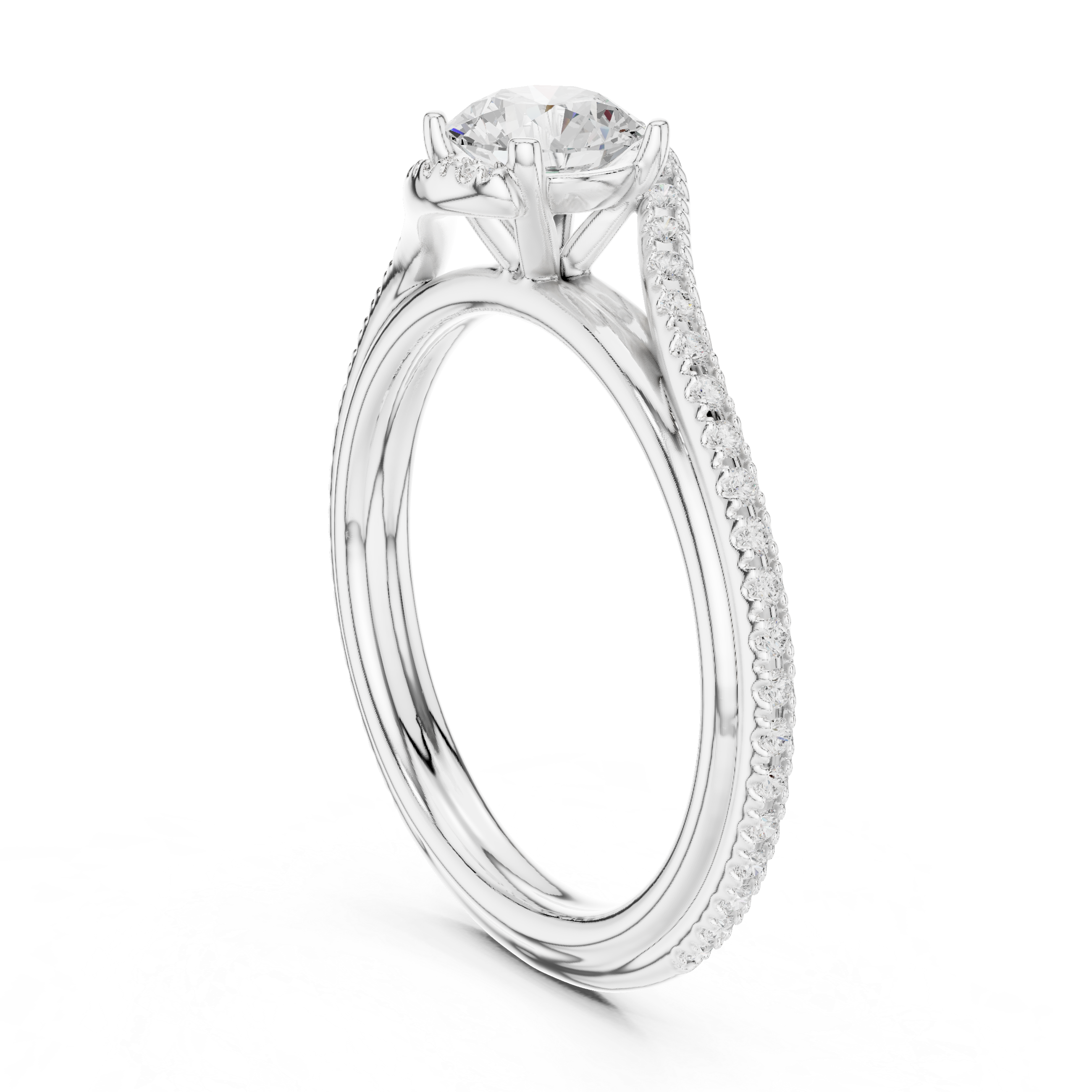 Elegant Criss Cross Diamond Ring | Round Cut Rose Gold Engagement Ring