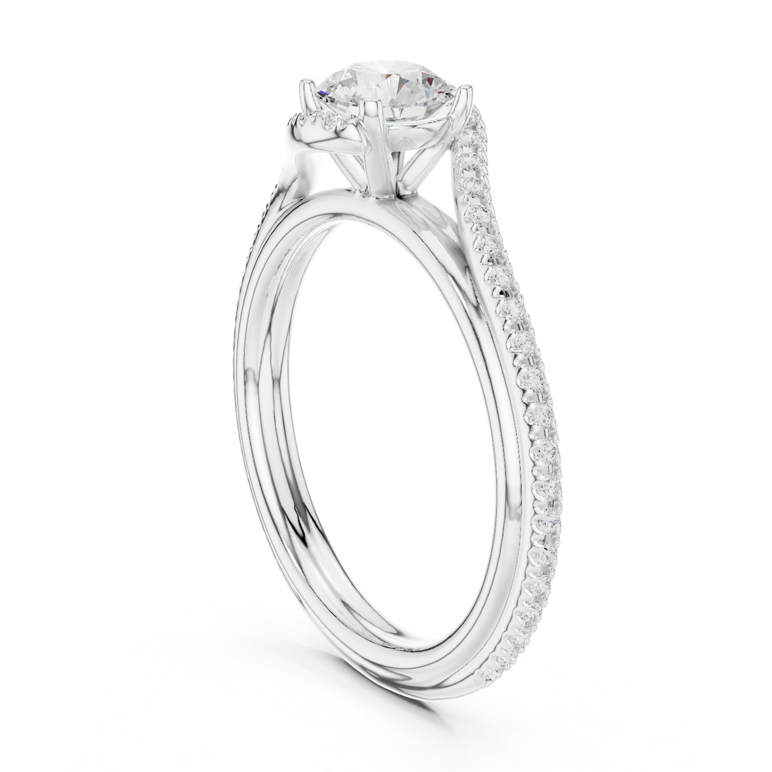 Elegant Criss Cross Diamond Ring | Round Cut Rose Gold Engagement Ring