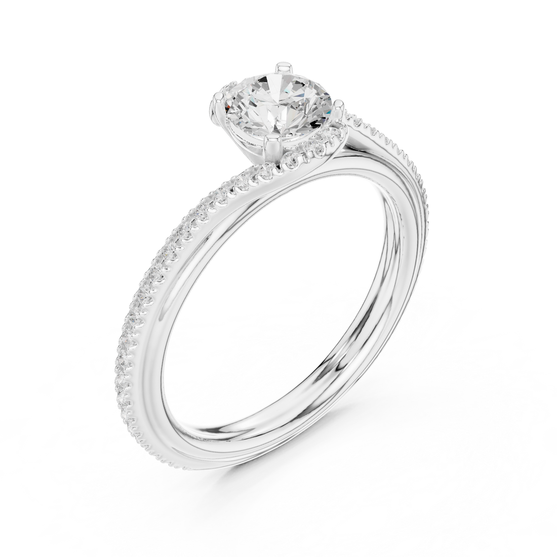Elegant Criss Cross Diamond Ring | Round Cut Rose Gold Engagement Ring