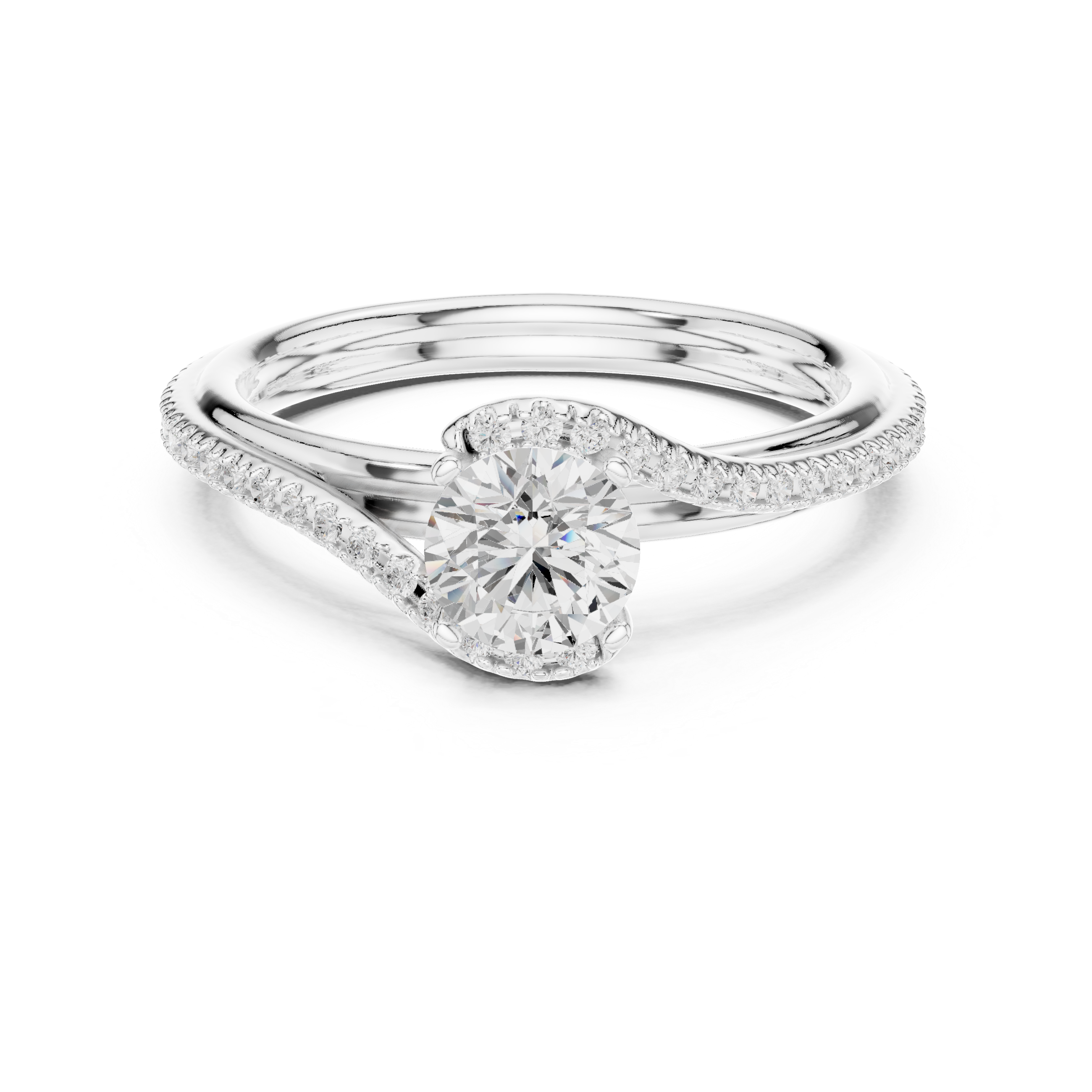 Elegant Criss Cross Diamond Ring | Round Cut Rose Gold Engagement Ring