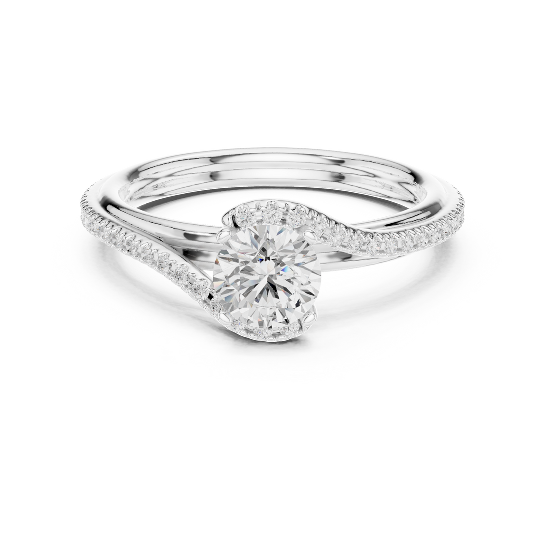 Elegant Criss Cross Diamond Ring | Round Cut Rose Gold Engagement Ring