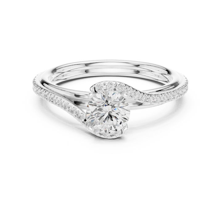 Elegant Criss Cross Diamond Ring | Round Cut Rose Gold Engagement Ring