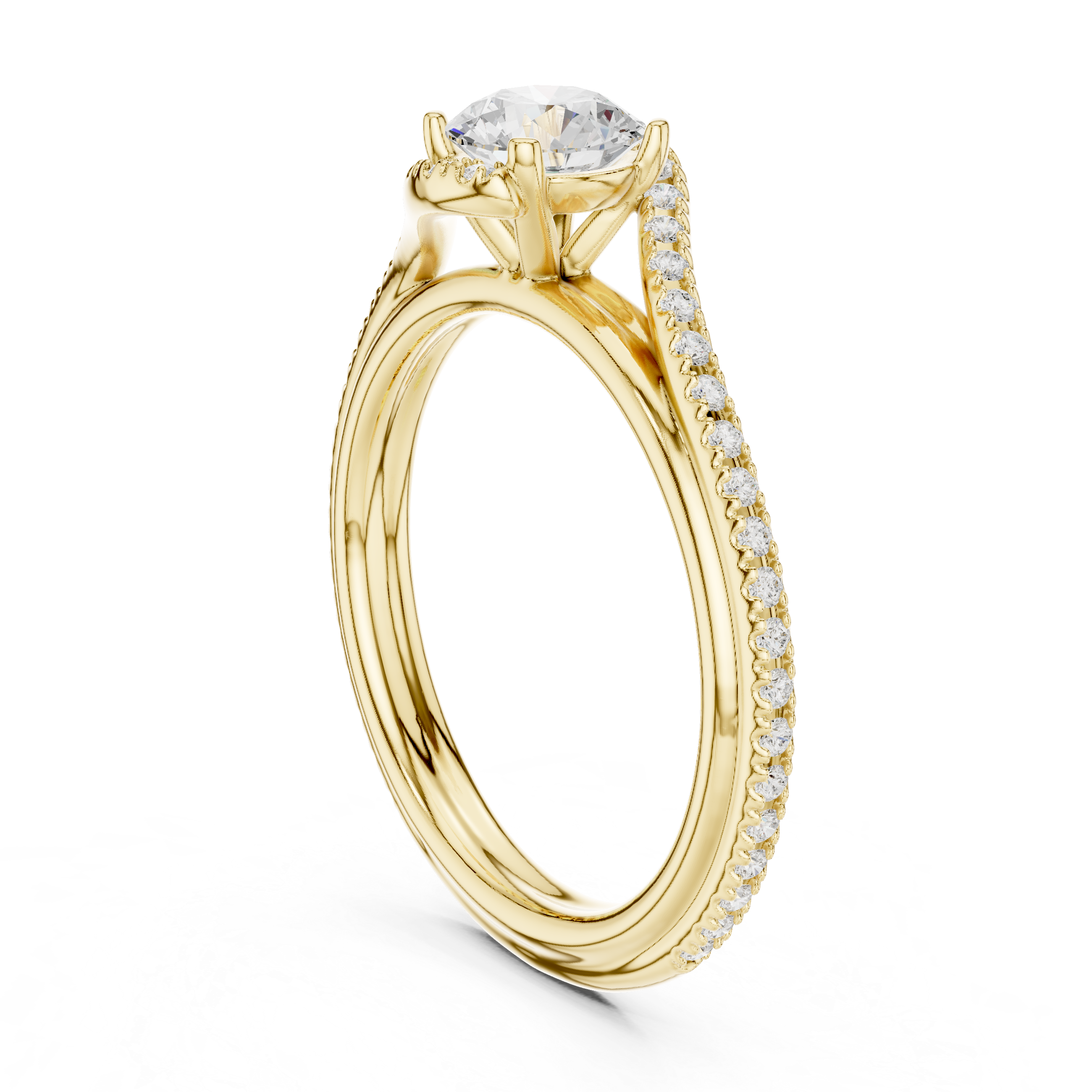 Elegant Criss Cross Diamond Ring | Round Cut Rose Gold Engagement Ring