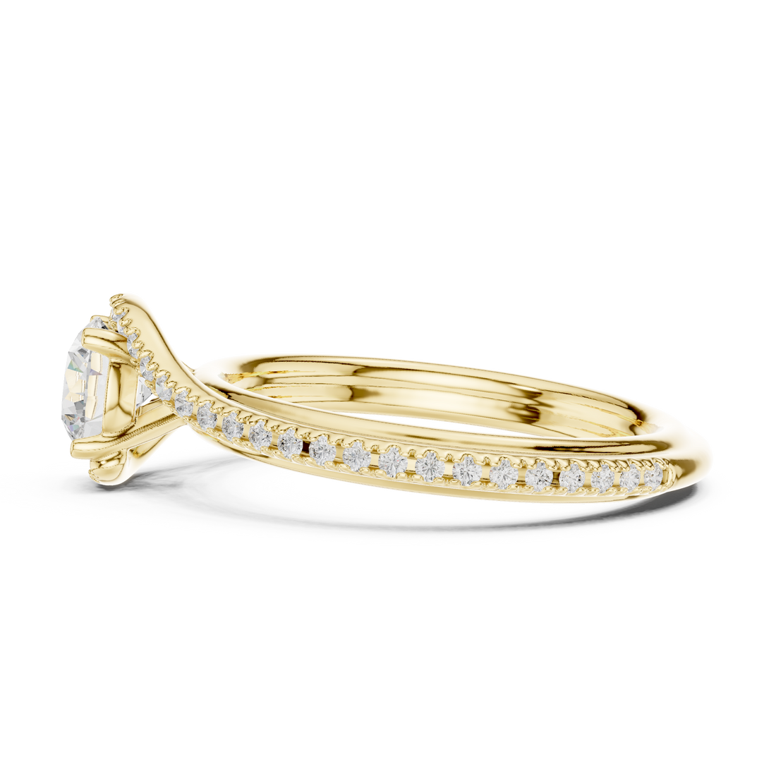 Elegant Criss Cross Diamond Ring | Round Cut Rose Gold Engagement Ring