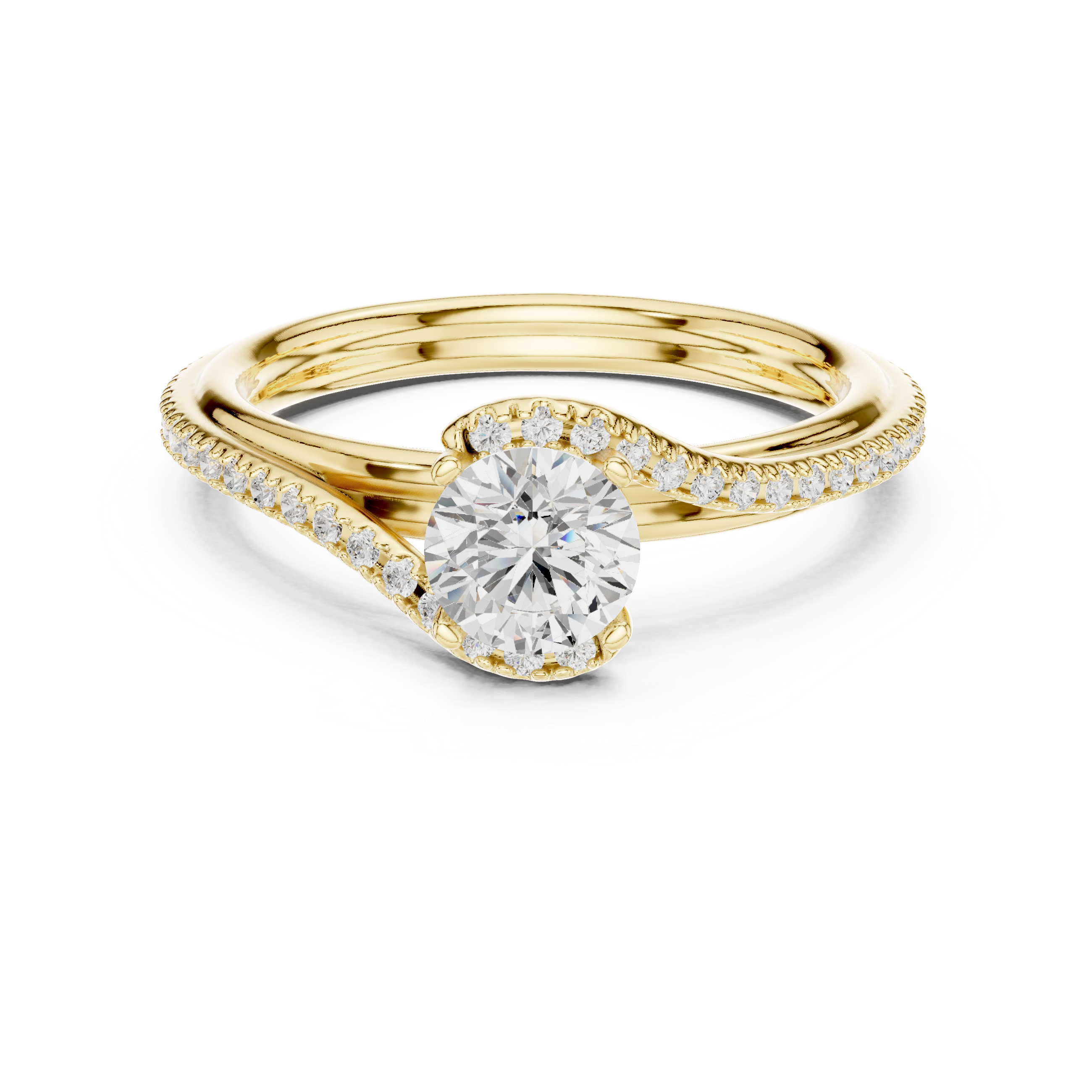 Elegant Criss Cross Diamond Ring | Round Cut Rose Gold Engagement Ring