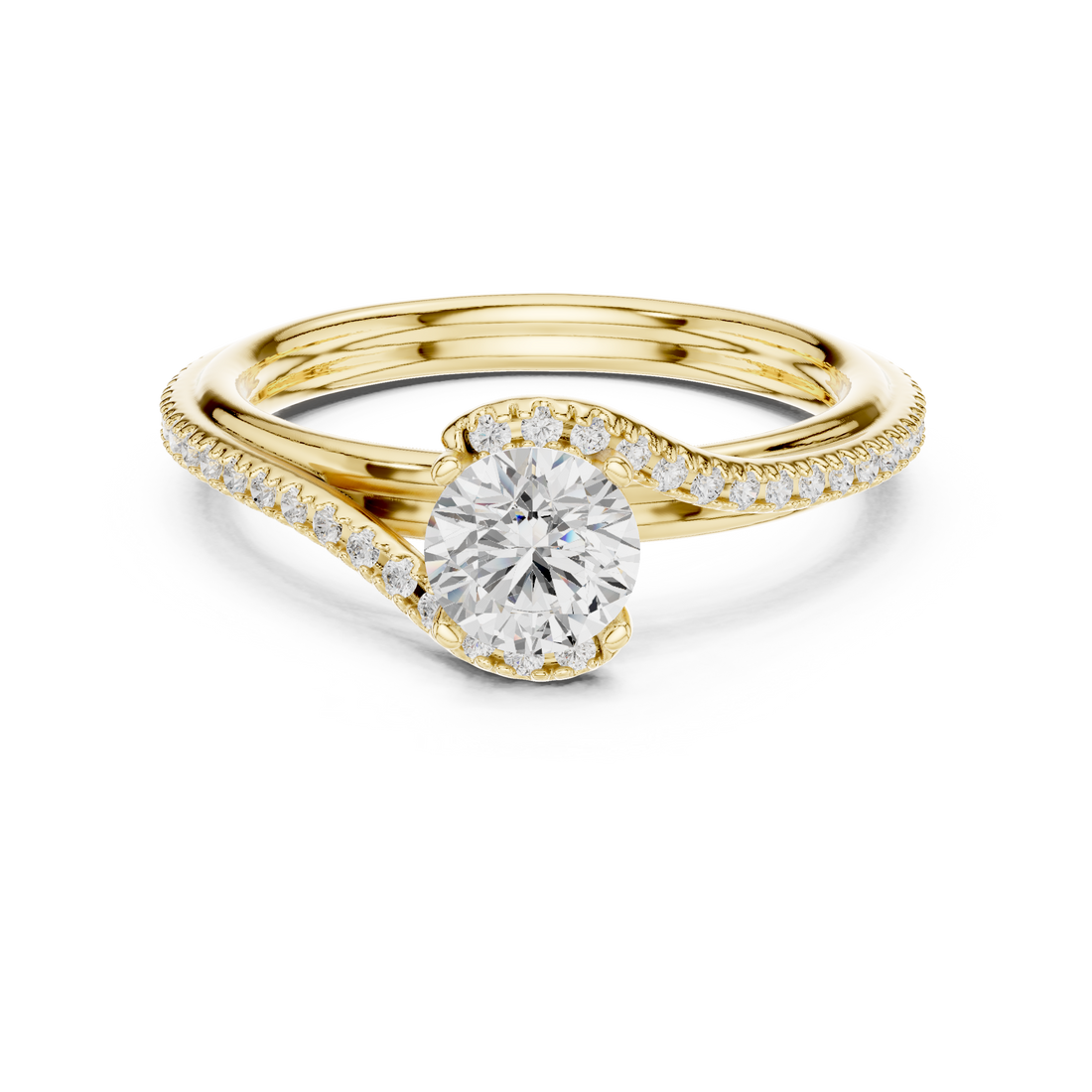 Elegant Criss Cross Diamond Ring | Round Cut Rose Gold Engagement Ring