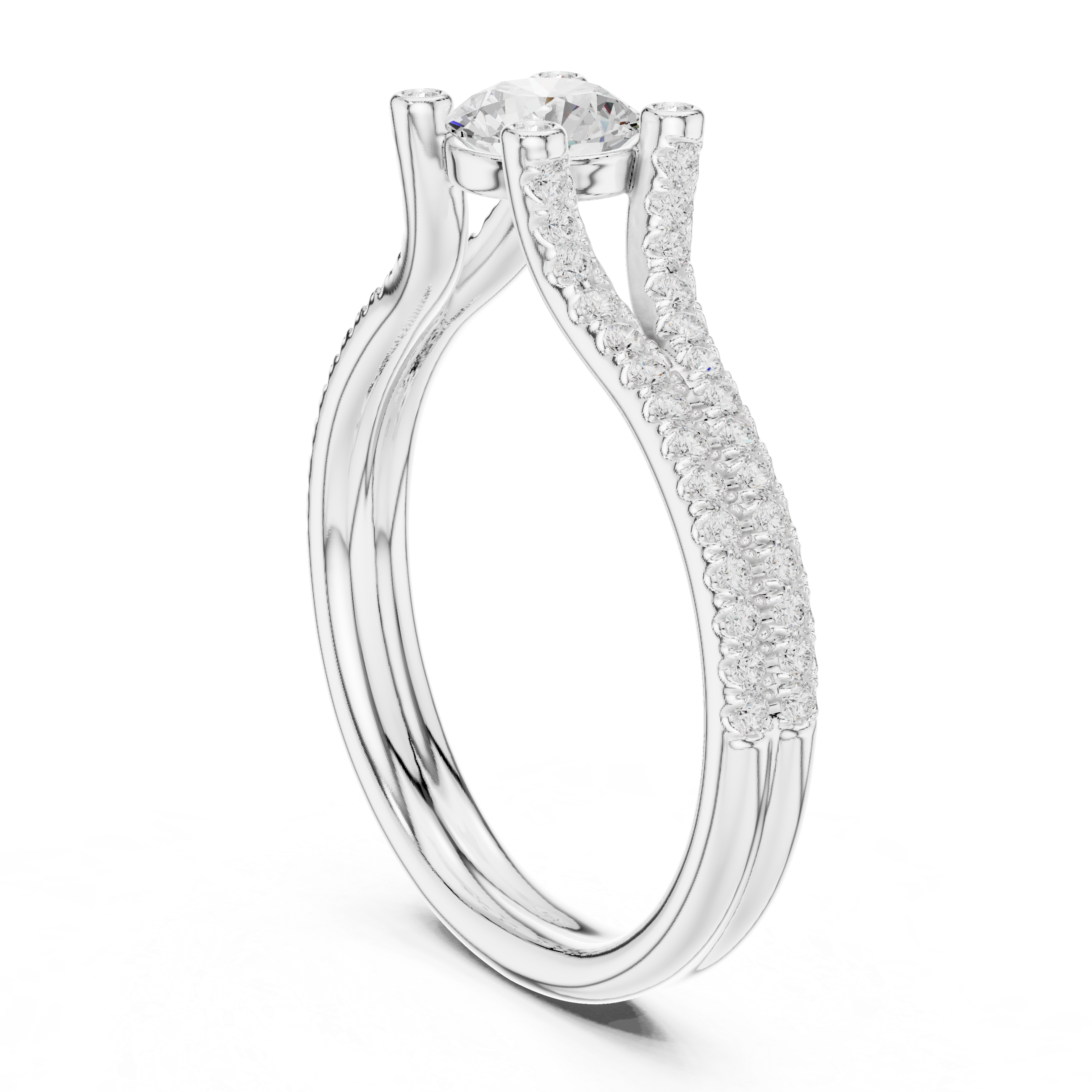 Timeless White Gold Engagement Ring with Artistic Prong Work