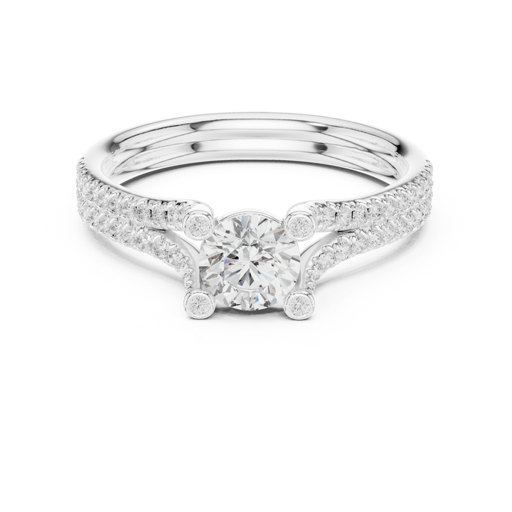Timeless White Gold Engagement Ring with Artistic Prong Work