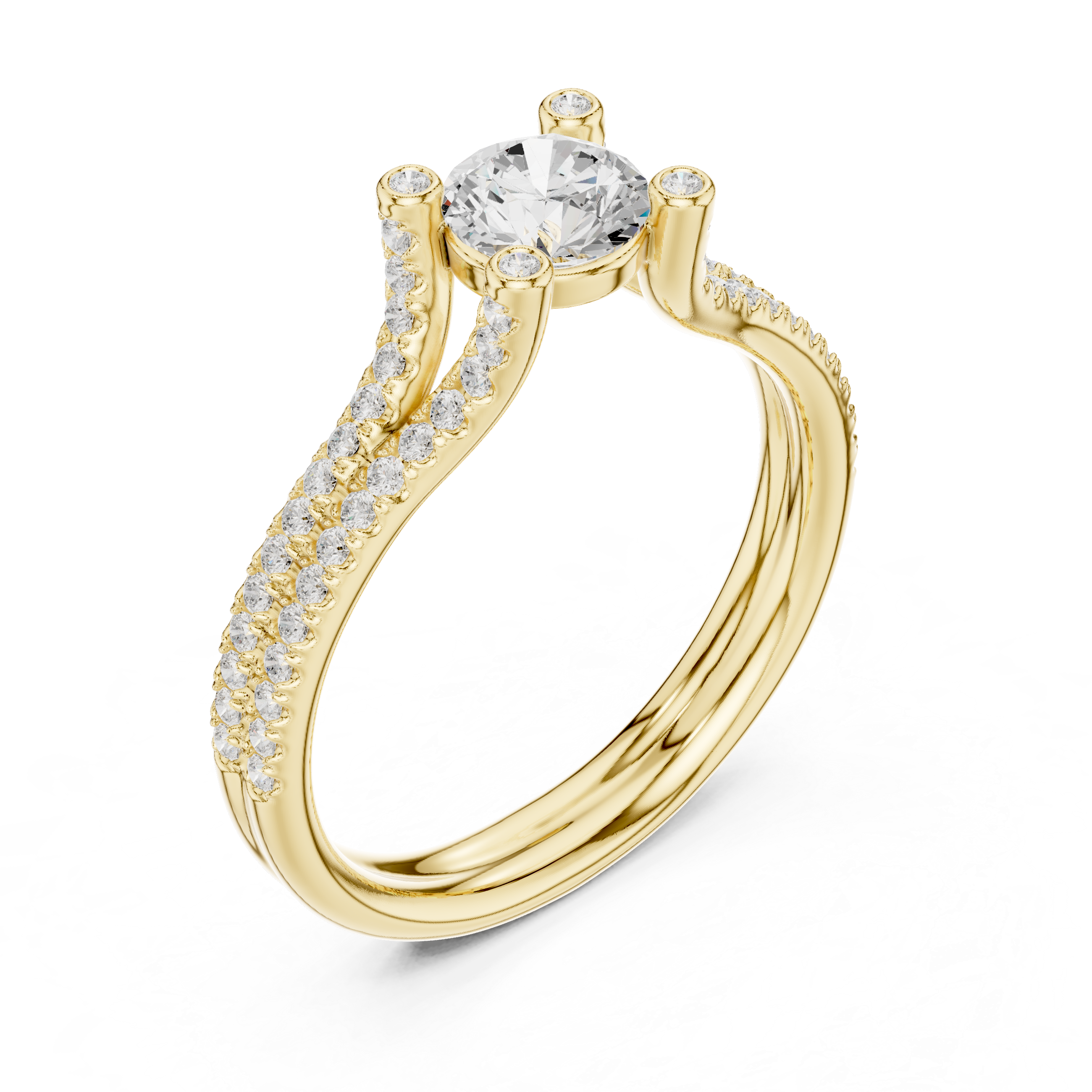 Timeless White Gold Engagement Ring with Artistic Prong Work